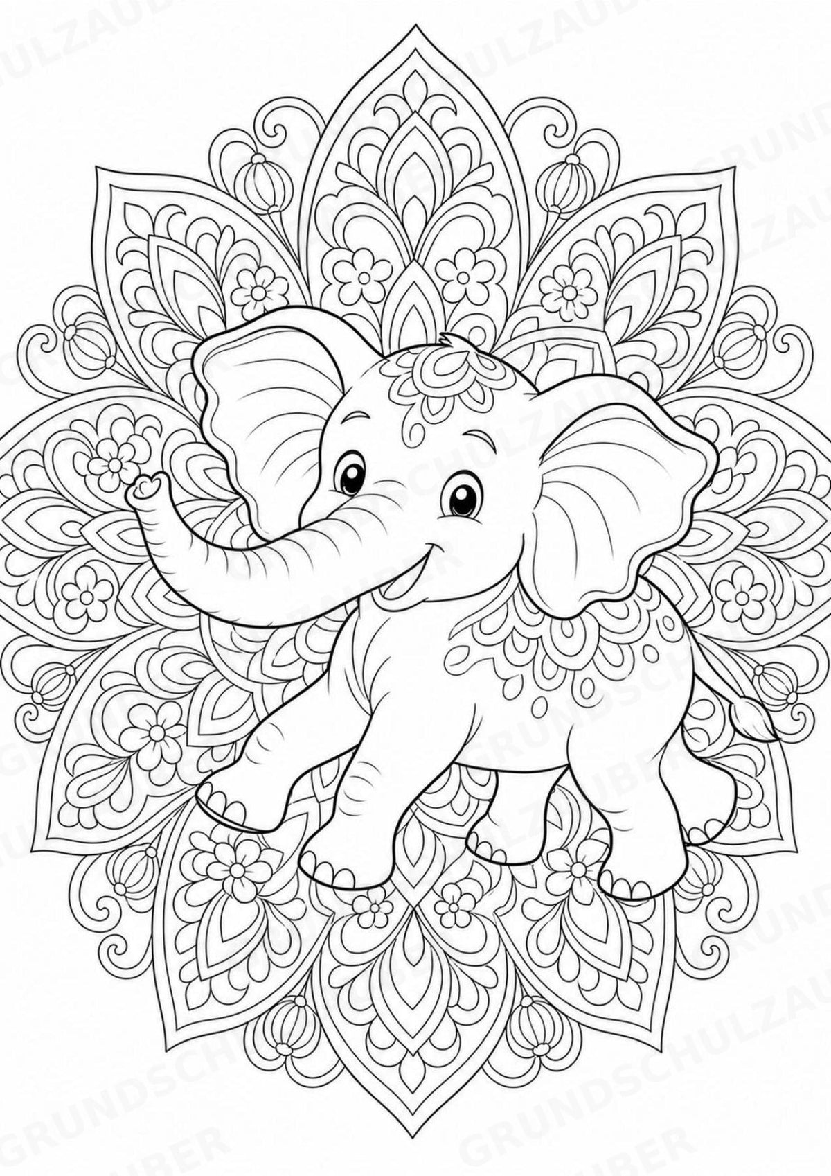 Elefant Mandalas Ausmalbilder – Tiere – 15 Malvorlagen – Materialseite 13