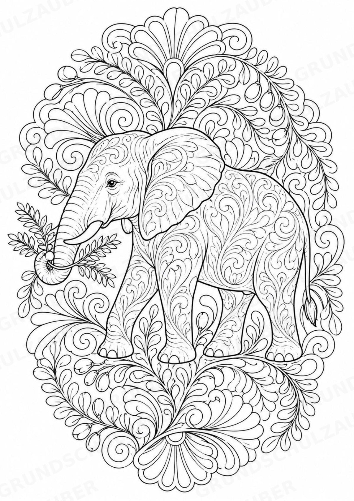 Elefant Mandalas Ausmalbilder – Tiere – 15 Malvorlagen – Materialseite 14