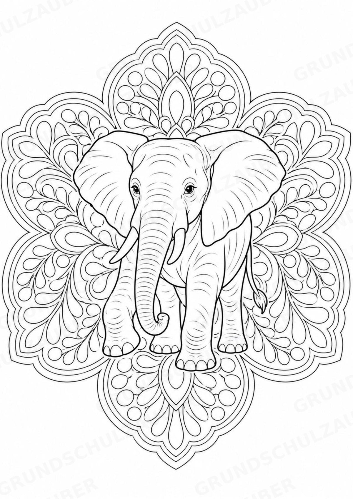Elefant Mandalas Ausmalbilder – Tiere – 15 Malvorlagen – Materialseite 15