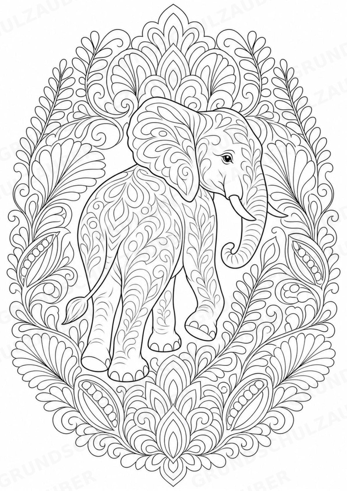 Elefant Mandalas Ausmalbilder – Tiere – 15 Malvorlagen – Materialseite 16