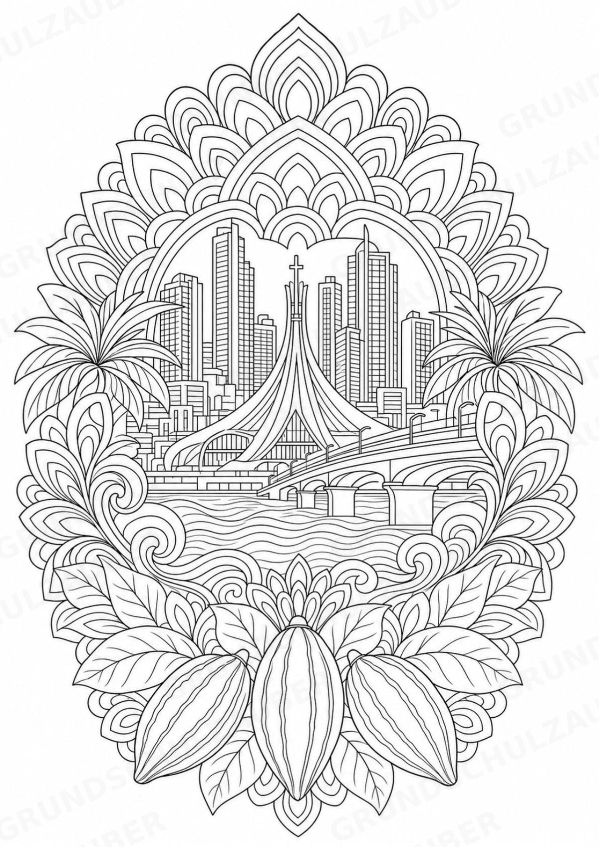 Elfenbeinküste Mandalas Ausmalbilder – Länder und Kulturen – 15 Malvorlagen – Materialseite 2