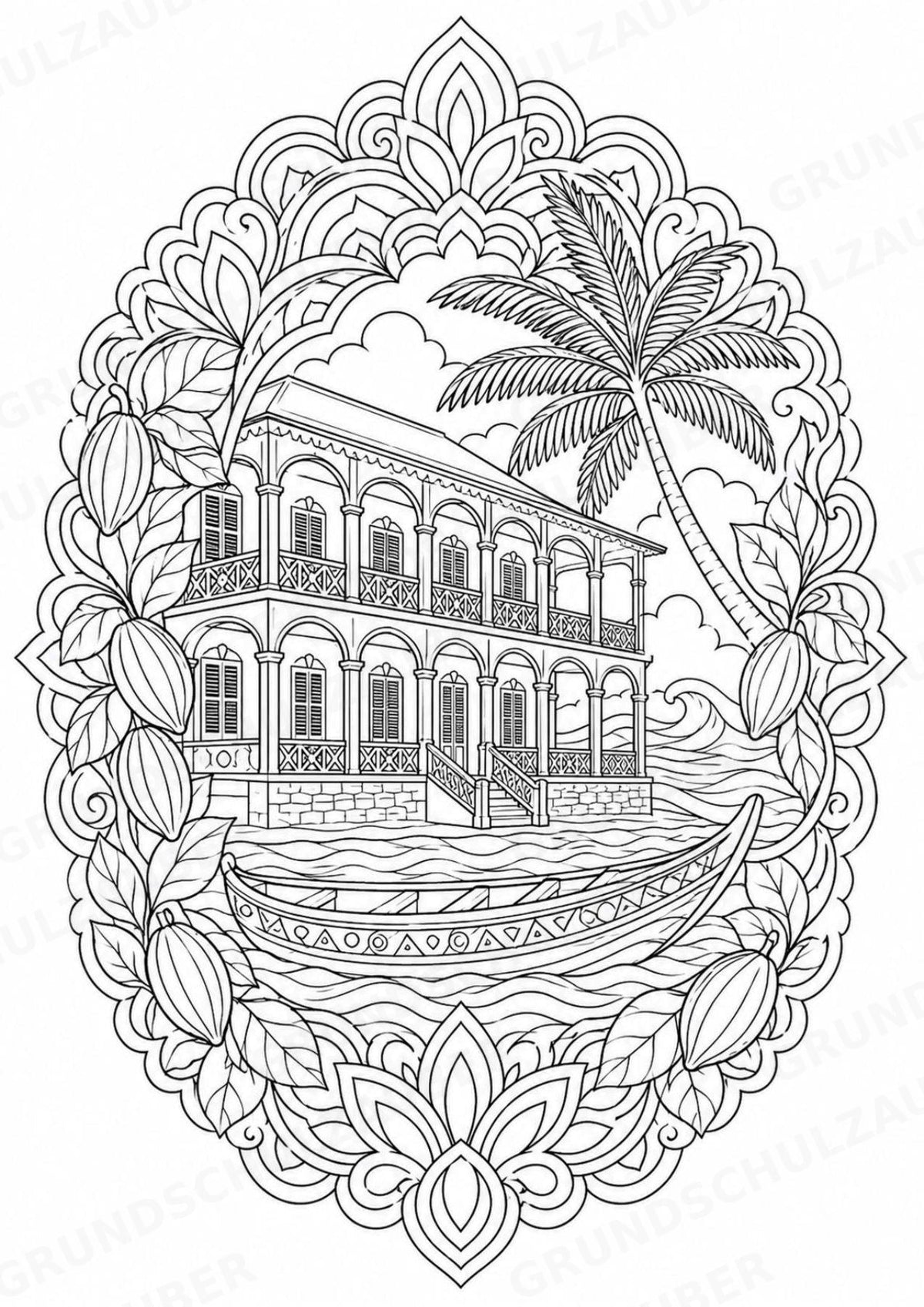 Elfenbeinküste Mandalas Ausmalbilder – Länder und Kulturen – 15 Malvorlagen – Materialseite 4