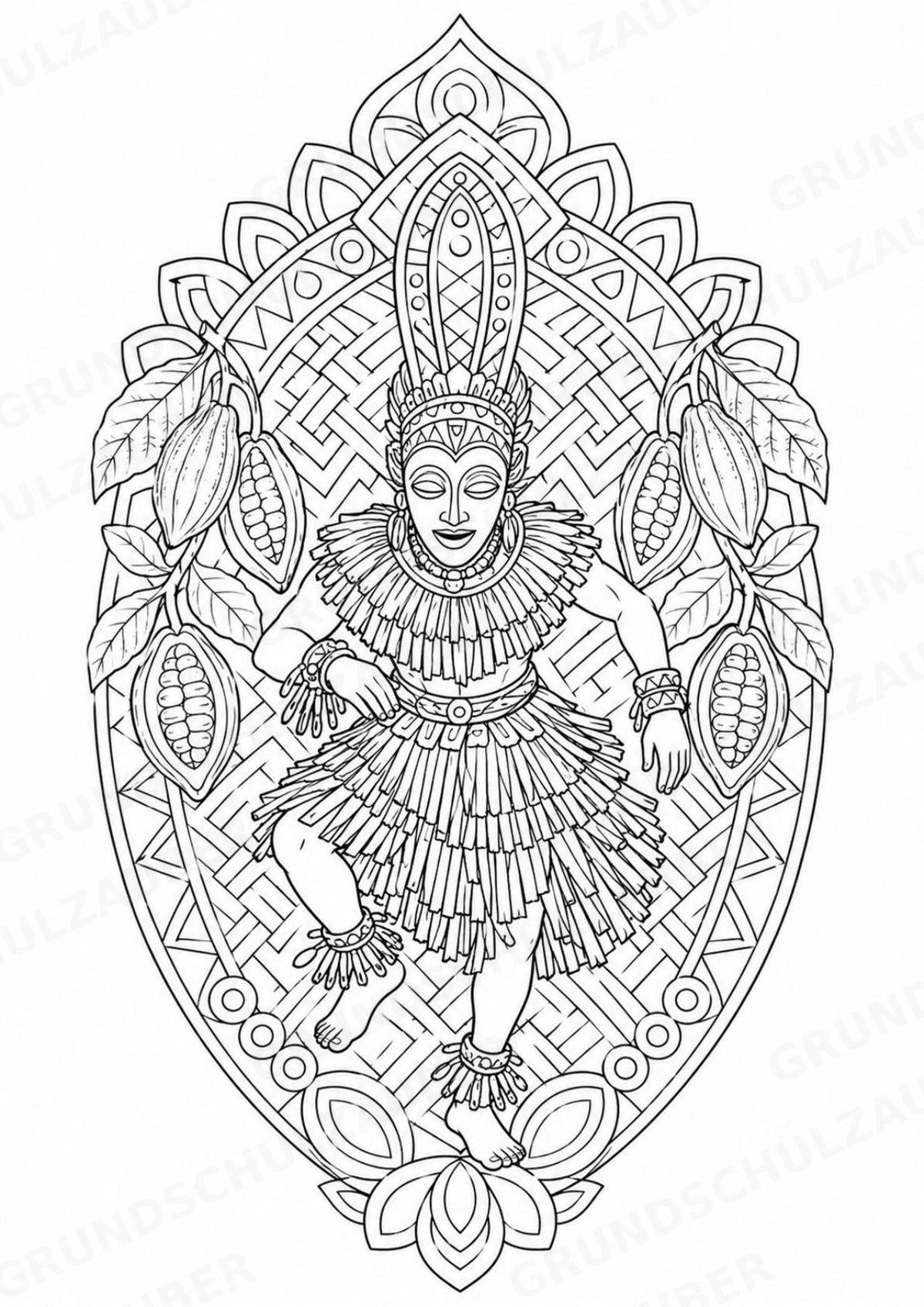 Elfenbeinküste Mandalas Ausmalbilder – Länder und Kulturen – 15 Malvorlagen – Materialseite 7