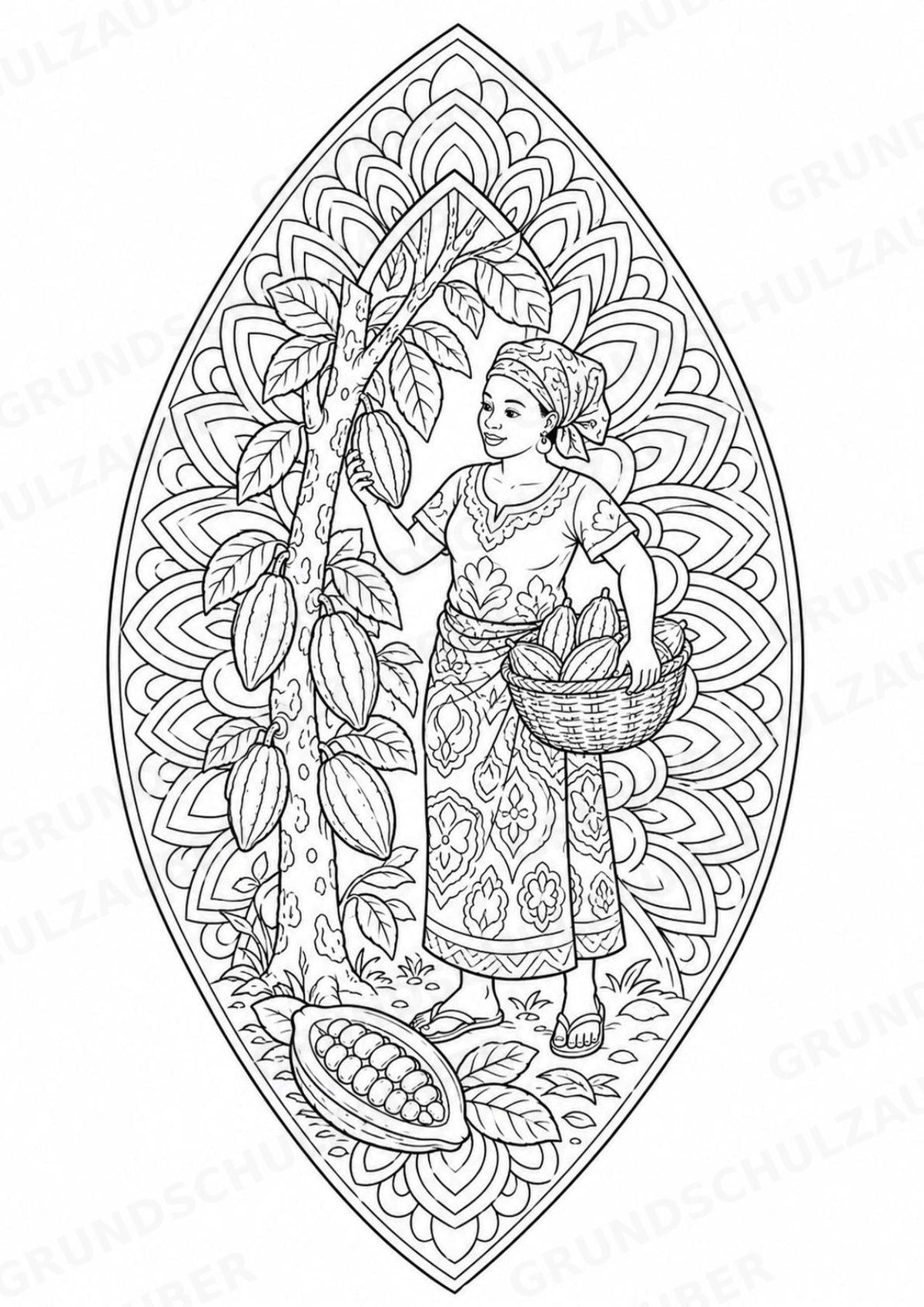 Elfenbeinküste Mandalas Ausmalbilder – Länder und Kulturen – 15 Malvorlagen – Materialseite 10