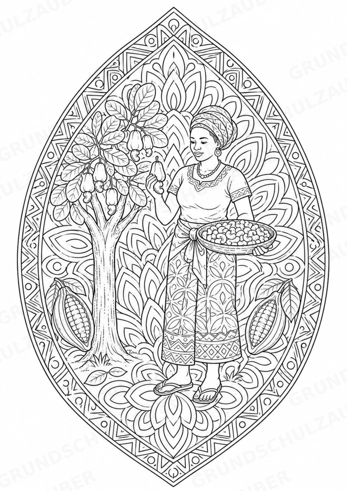 Elfenbeinküste Mandalas Ausmalbilder – Länder und Kulturen – 15 Malvorlagen – Materialseite 11