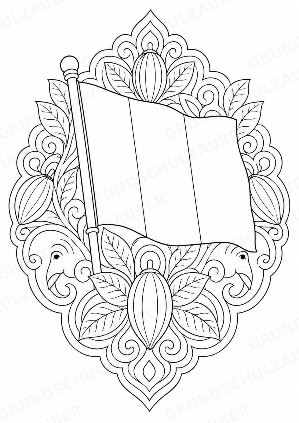 Elfenbeinküste Mandalas Ausmalbilder – Länder und Kulturen – 15 Malvorlagen – Materialseite 16