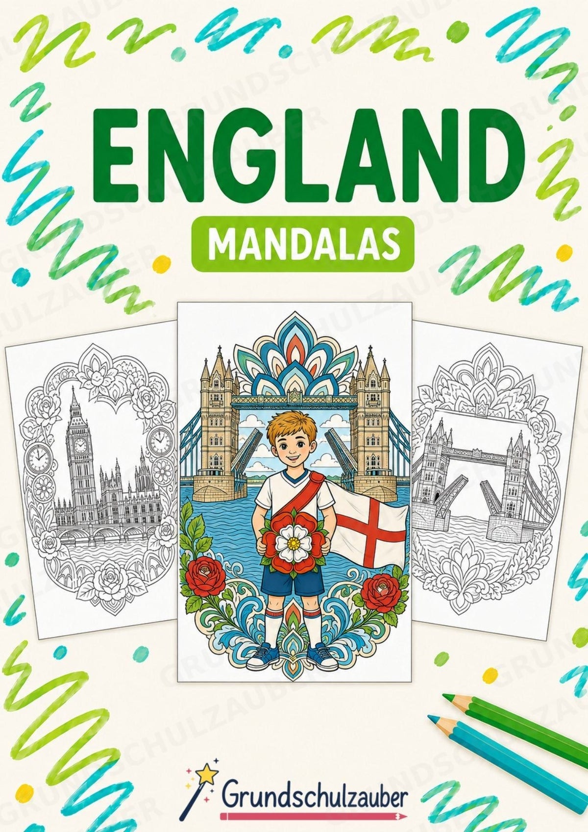 England Mandalas Ausmalbilder – Länder und Kulturen – 15 Malvorlagen – Cover