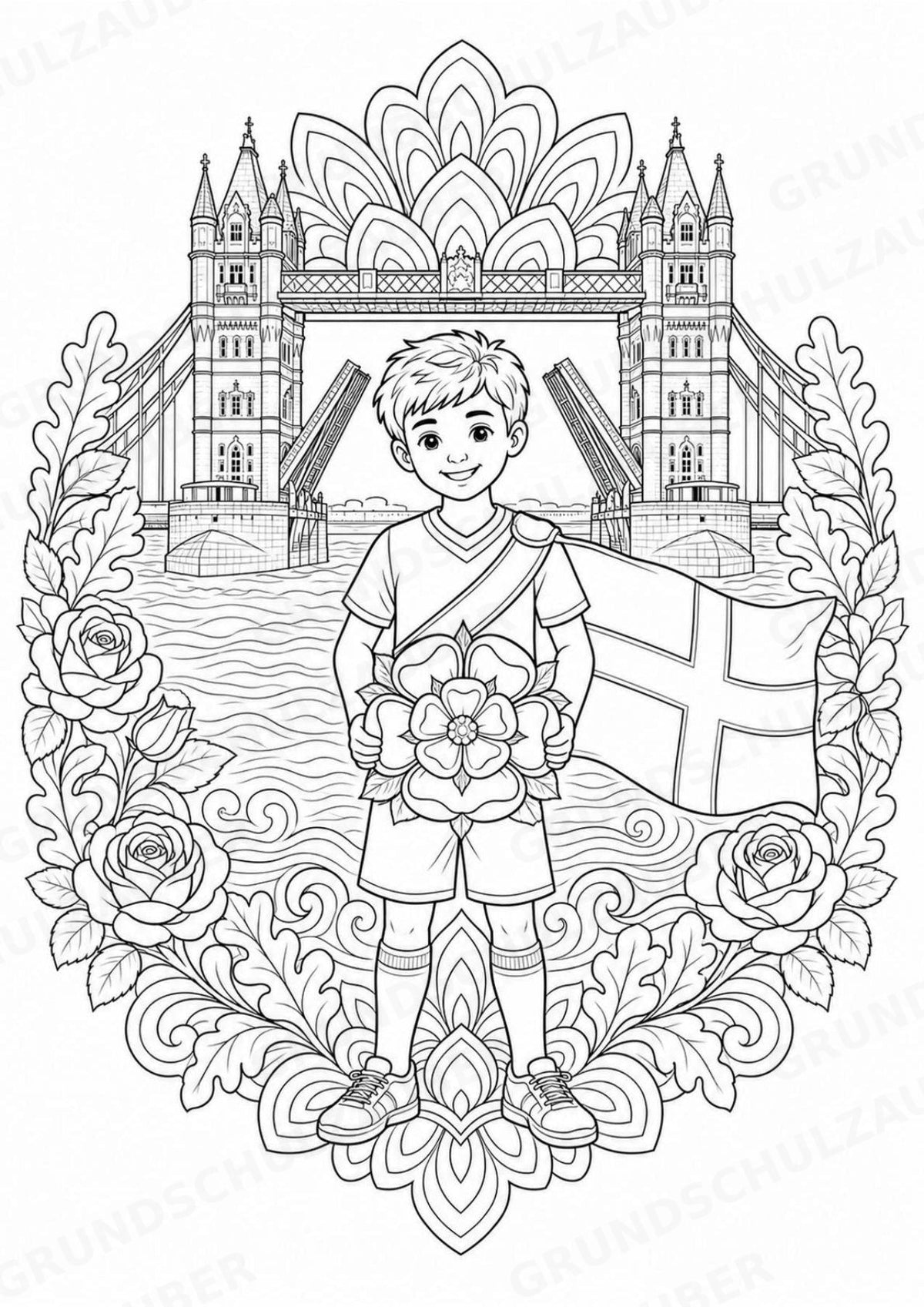 England Mandalas Ausmalbilder – Länder und Kulturen – 15 Malvorlagen – Materialseite 2