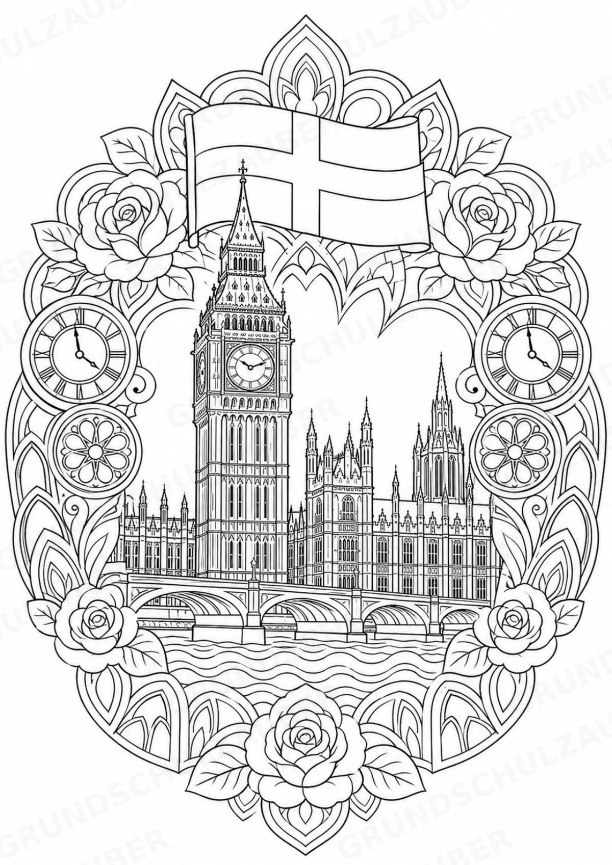 England Mandalas Ausmalbilder – Länder und Kulturen – 15 Malvorlagen – Materialseite 3