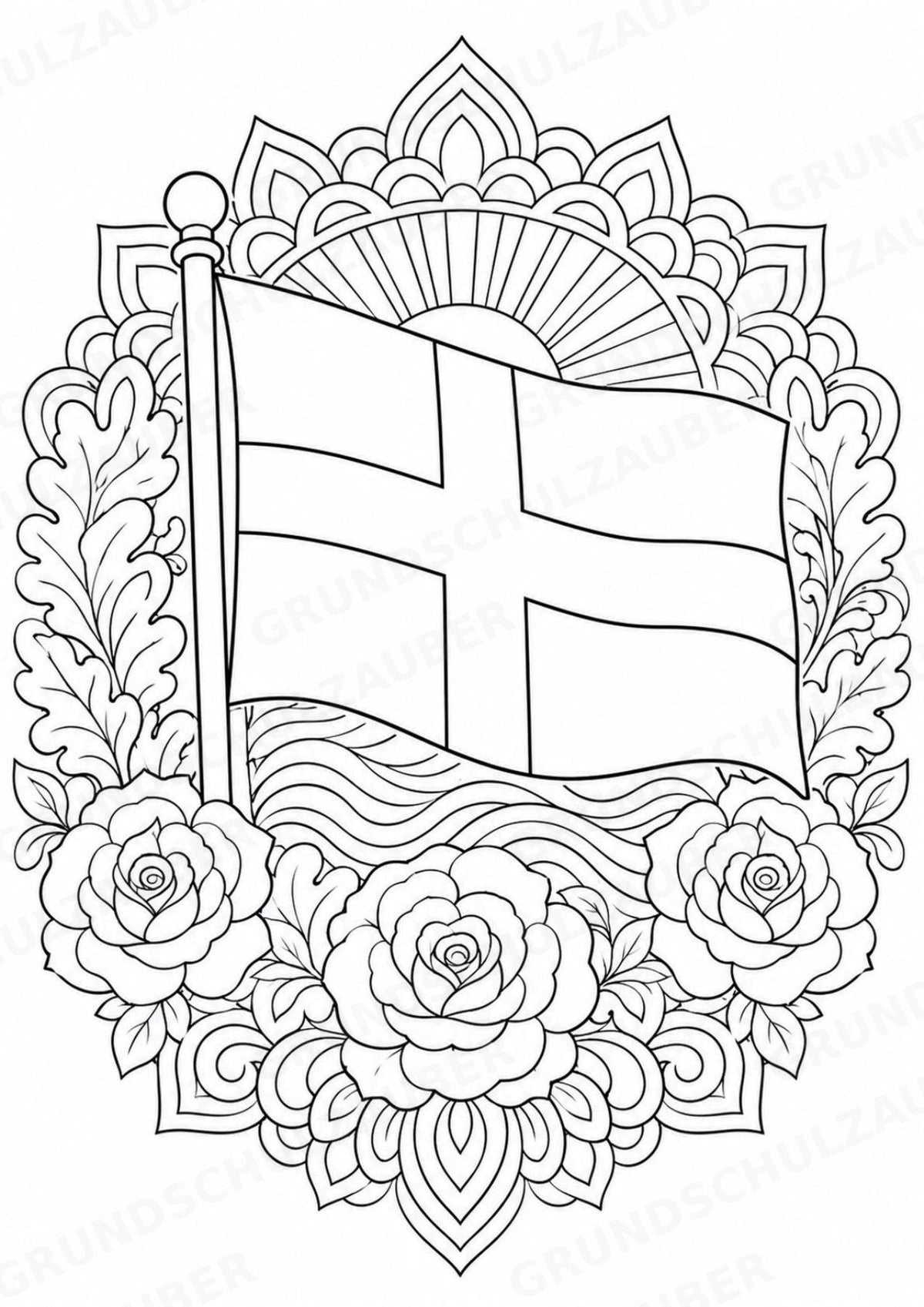 England Mandalas Ausmalbilder – Länder und Kulturen – 15 Malvorlagen – Materialseite 14