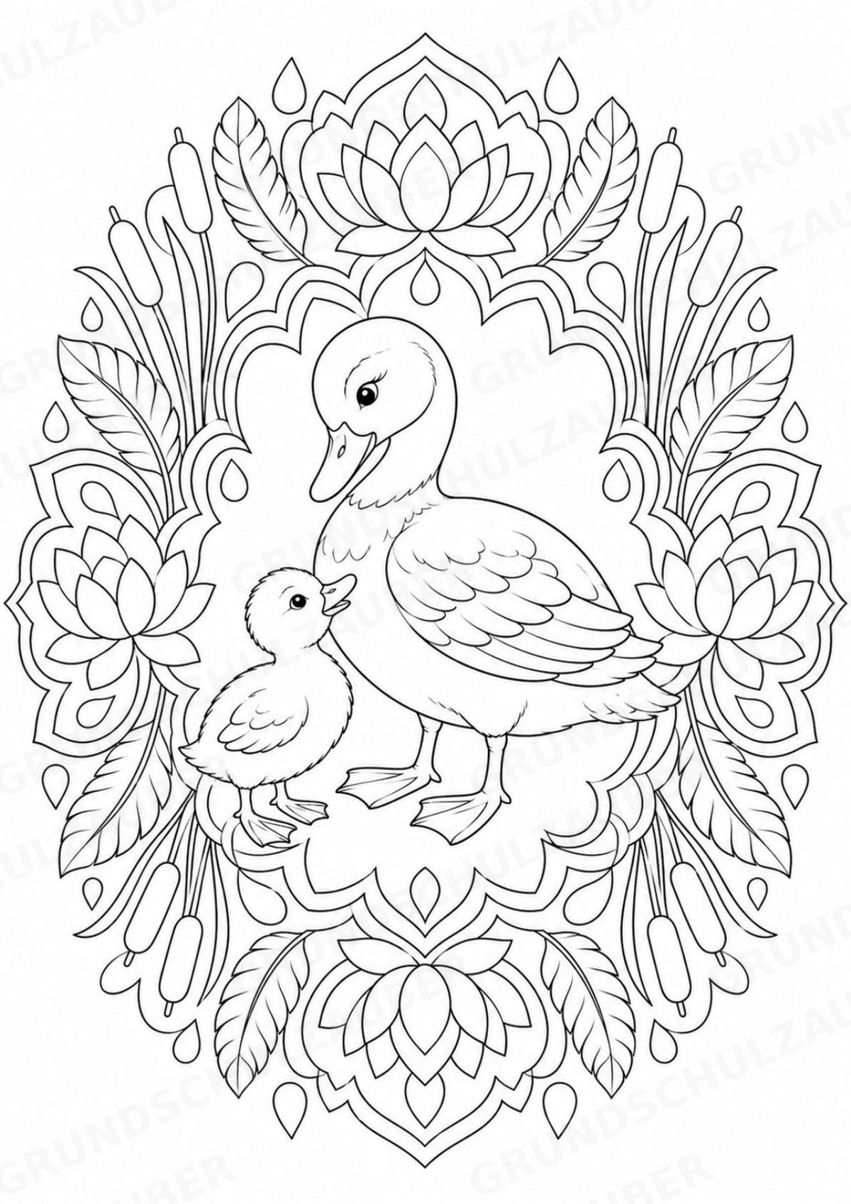 Ente Mandalas Ausmalbilder – Tiere – 15 Malvorlagen – Materialseite 8