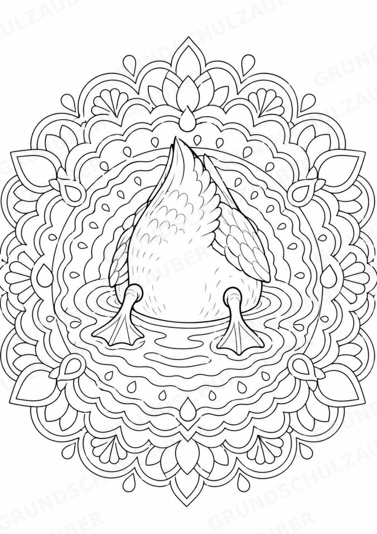 Ente Mandalas Ausmalbilder – Tiere – 15 Malvorlagen – Materialseite 9