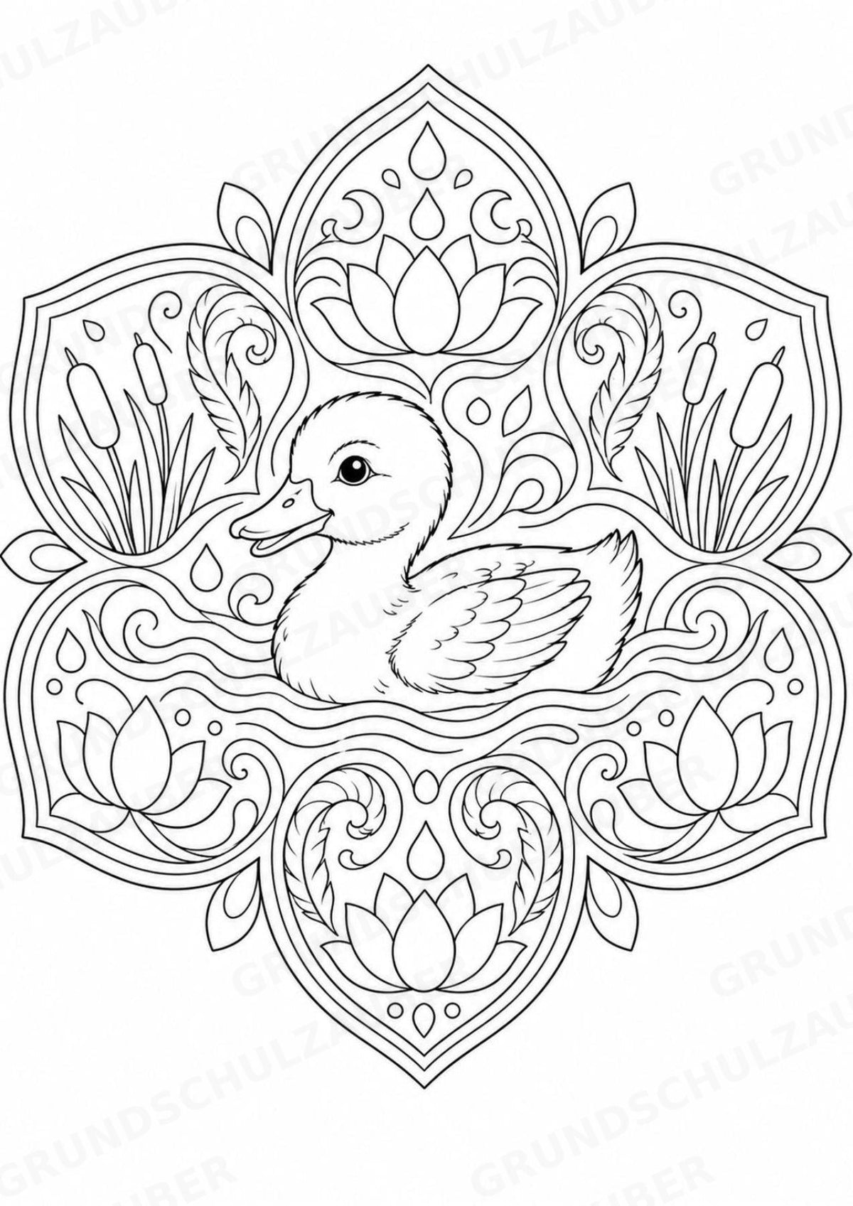 Ente Mandalas Ausmalbilder – Tiere – 15 Malvorlagen – Materialseite 16