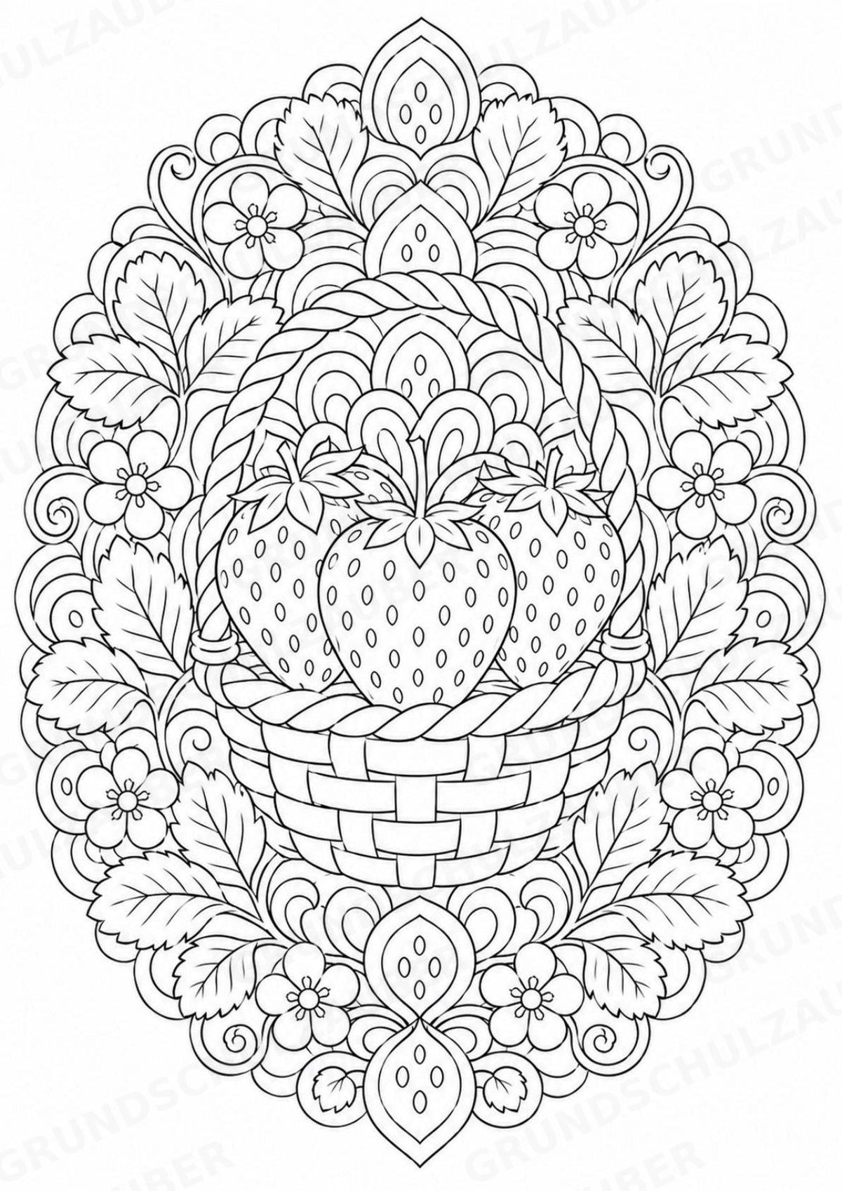 Erdbeere Mandalas Ausmalbilder – Obst – 15 Malvorlagen – Materialseite 10