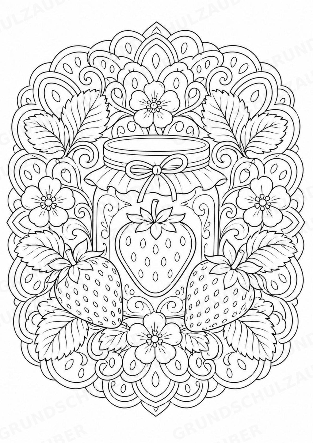 Erdbeere Mandalas Ausmalbilder – Obst – 15 Malvorlagen – Materialseite 14
