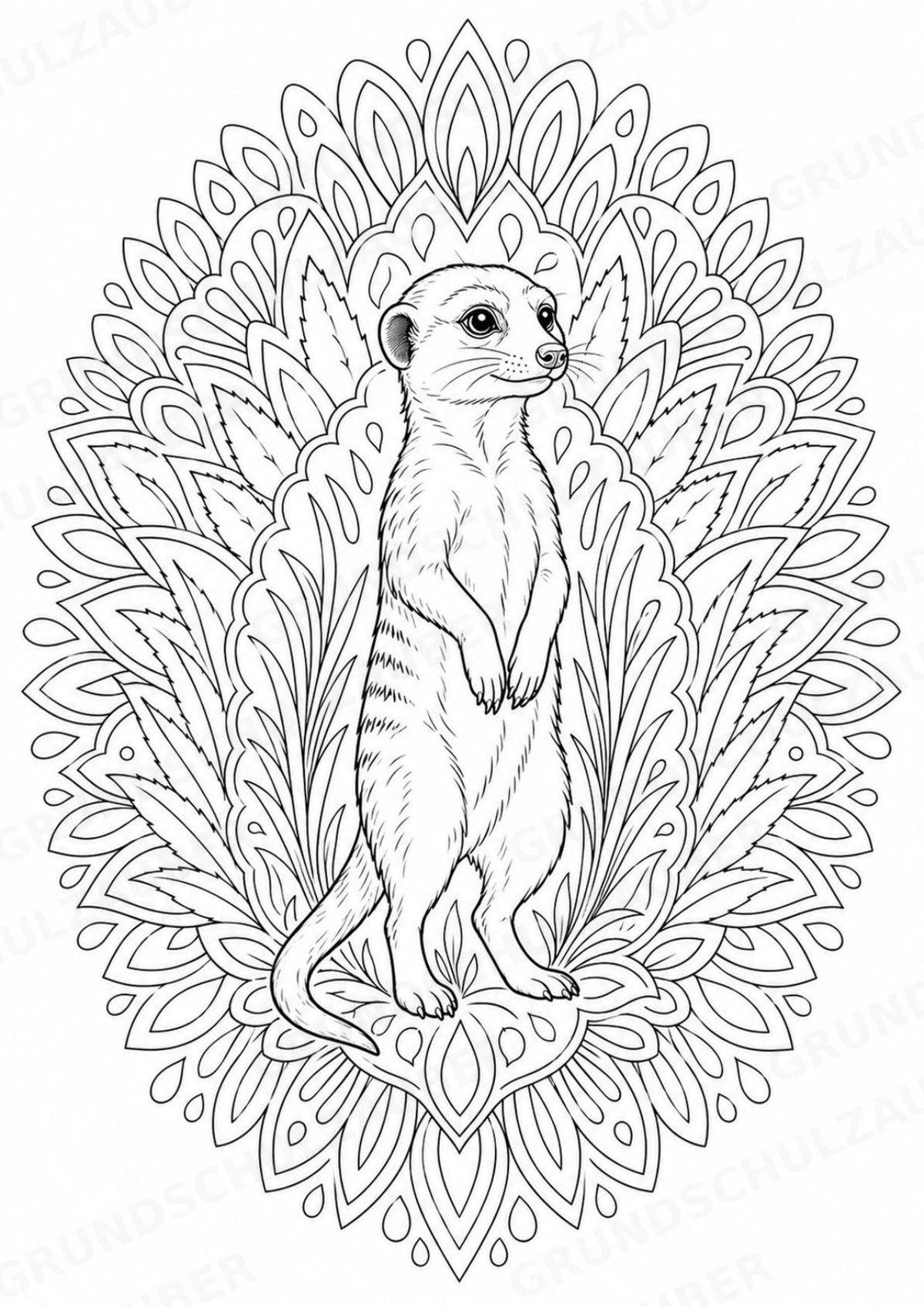 Erdmännchen Mandalas Ausmalbilder – Tiere – 15 Malvorlagen – Materialseite 2