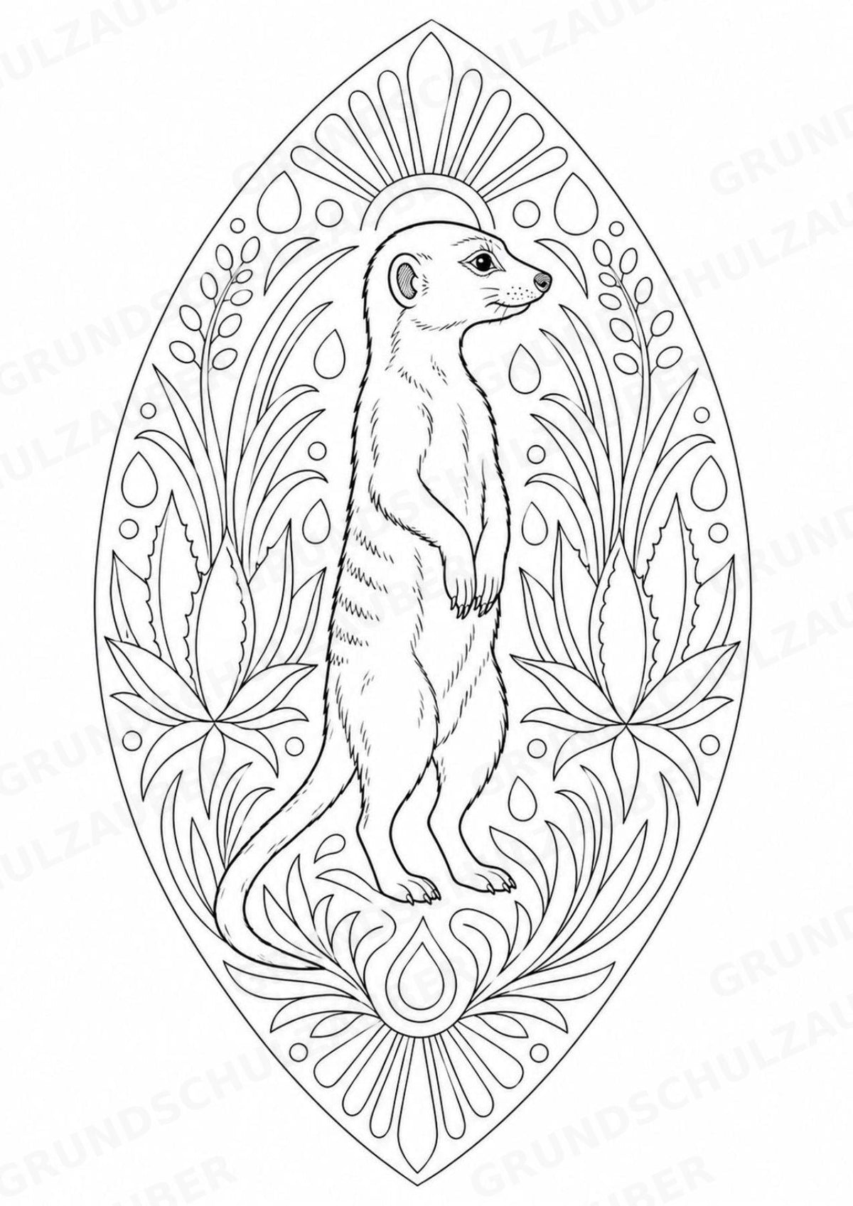 Erdmännchen Mandalas Ausmalbilder – Tiere – 15 Malvorlagen – Materialseite 4