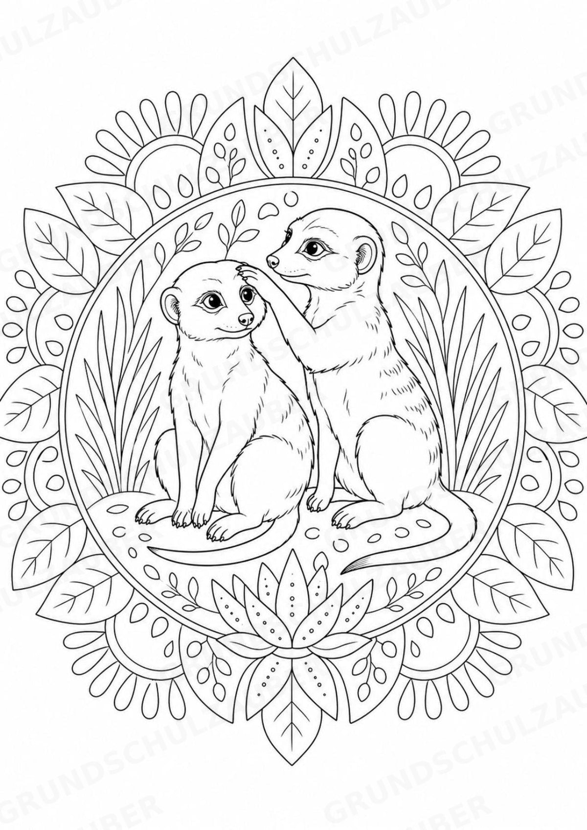 Erdmännchen Mandalas Ausmalbilder – Tiere – 15 Malvorlagen – Materialseite 9