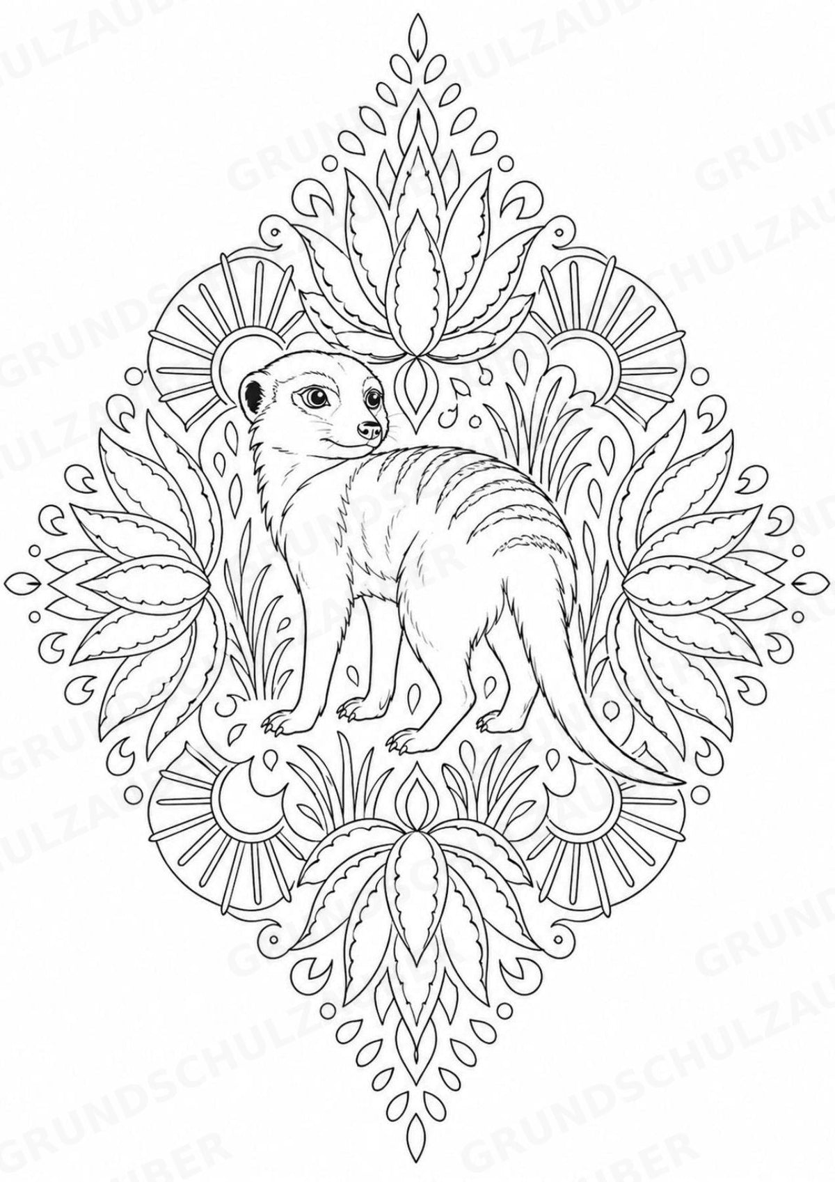 Erdmännchen Mandalas Ausmalbilder – Tiere – 15 Malvorlagen – Materialseite 11