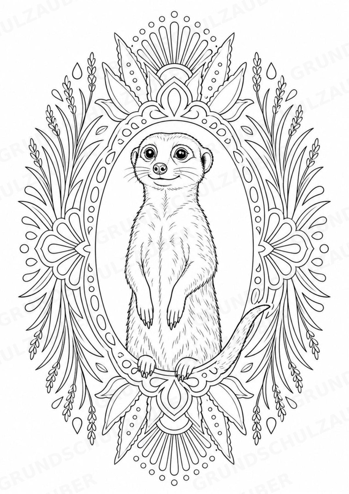 Erdmännchen Mandalas Ausmalbilder – Tiere – 15 Malvorlagen – Materialseite 13
