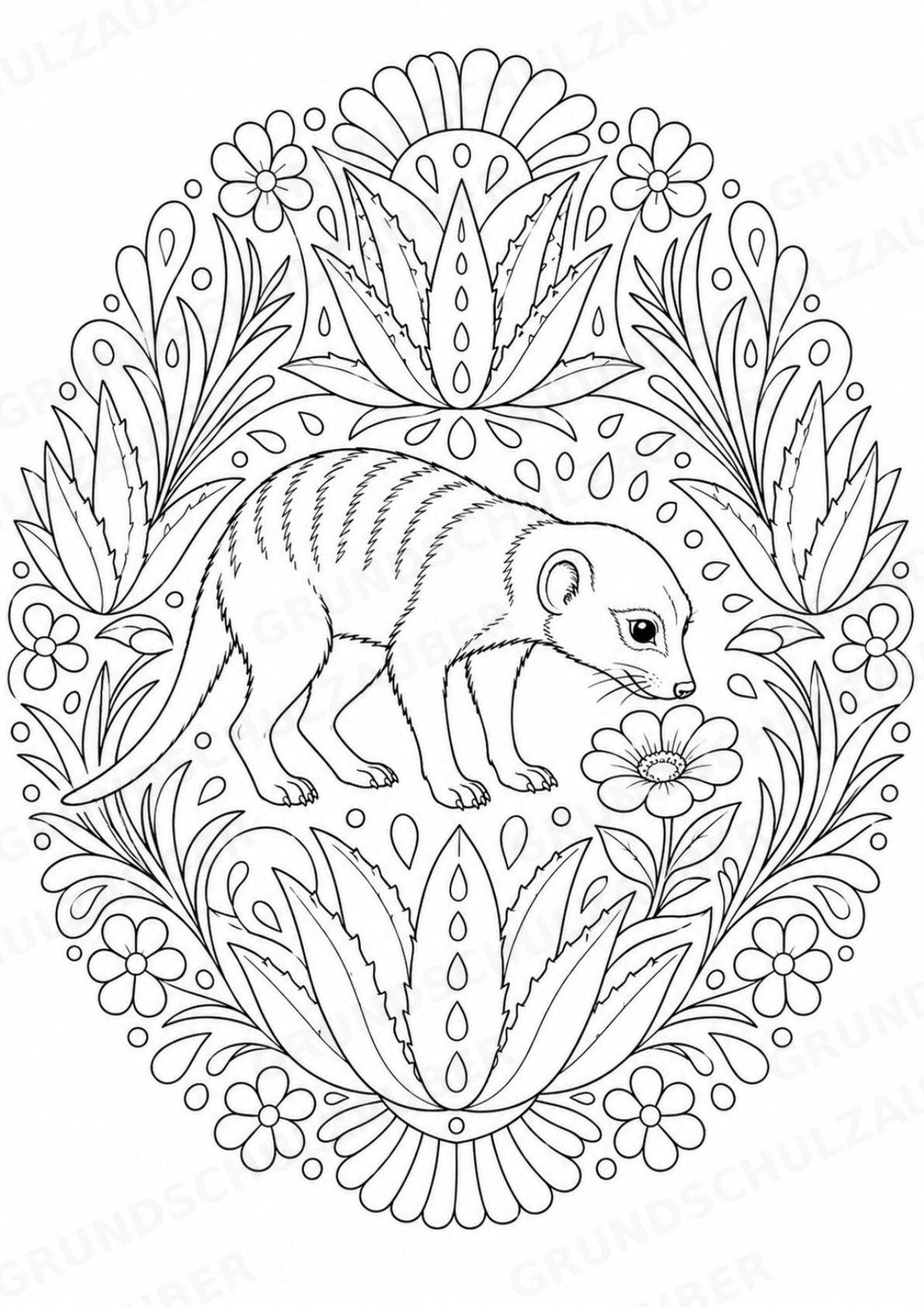 Erdmännchen Mandalas Ausmalbilder – Tiere – 15 Malvorlagen – Materialseite 14