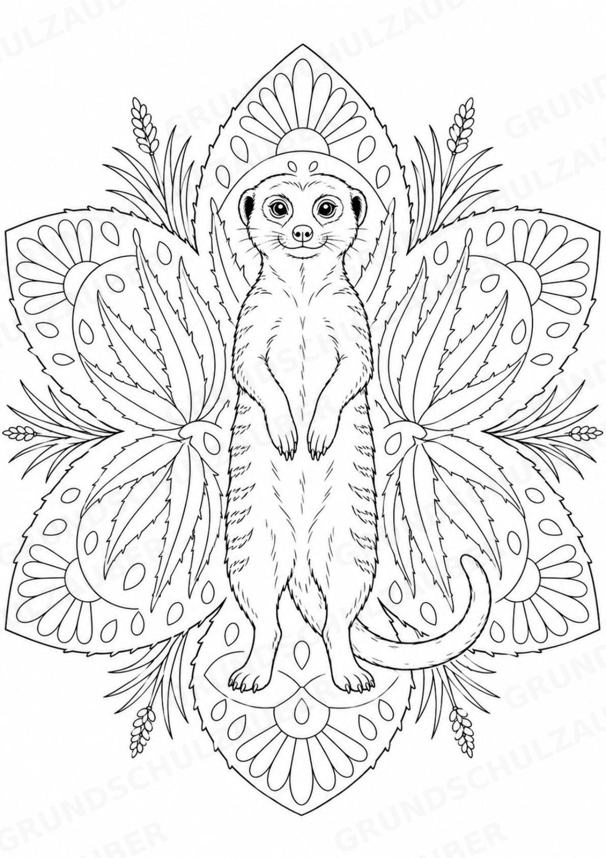 Erdmännchen Mandalas Ausmalbilder – Tiere – 15 Malvorlagen – Materialseite 16