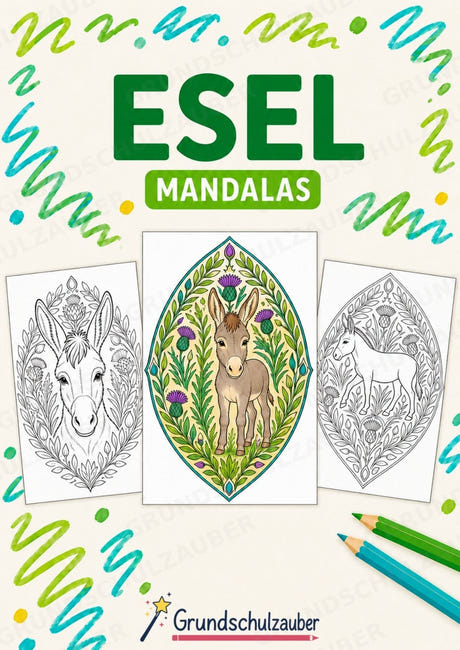 Esel Mandalas Ausmalbilder – Tiere – 15 Malvorlagen – Cover