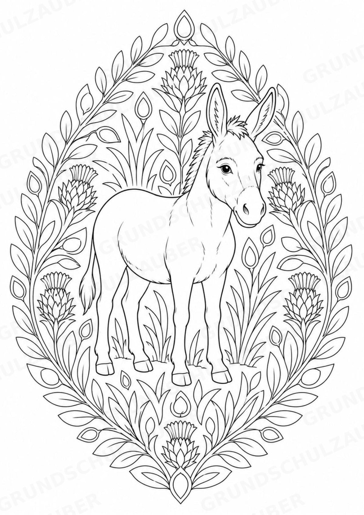 Esel Mandalas Ausmalbilder – Tiere – 15 Malvorlagen – Materialseite 2