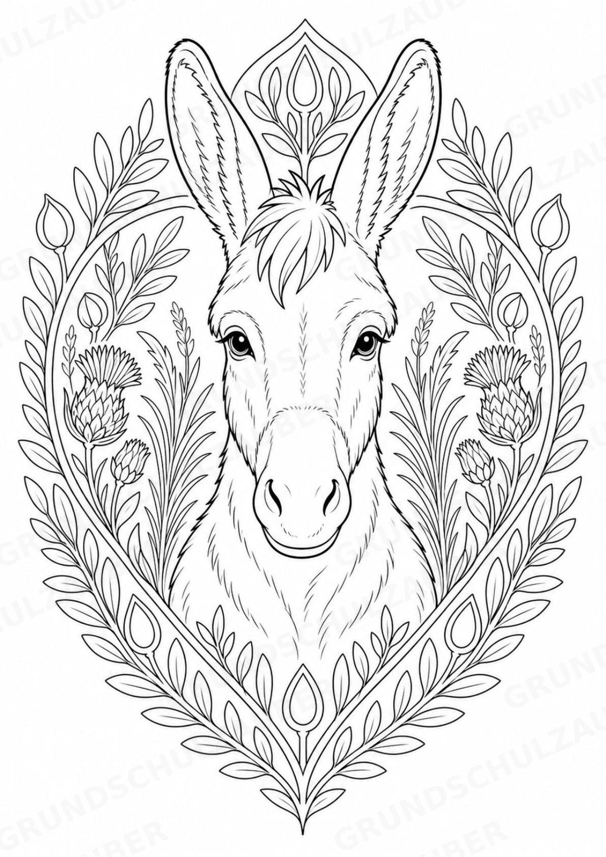 Esel Mandalas Ausmalbilder – Tiere – 15 Malvorlagen – Materialseite 3