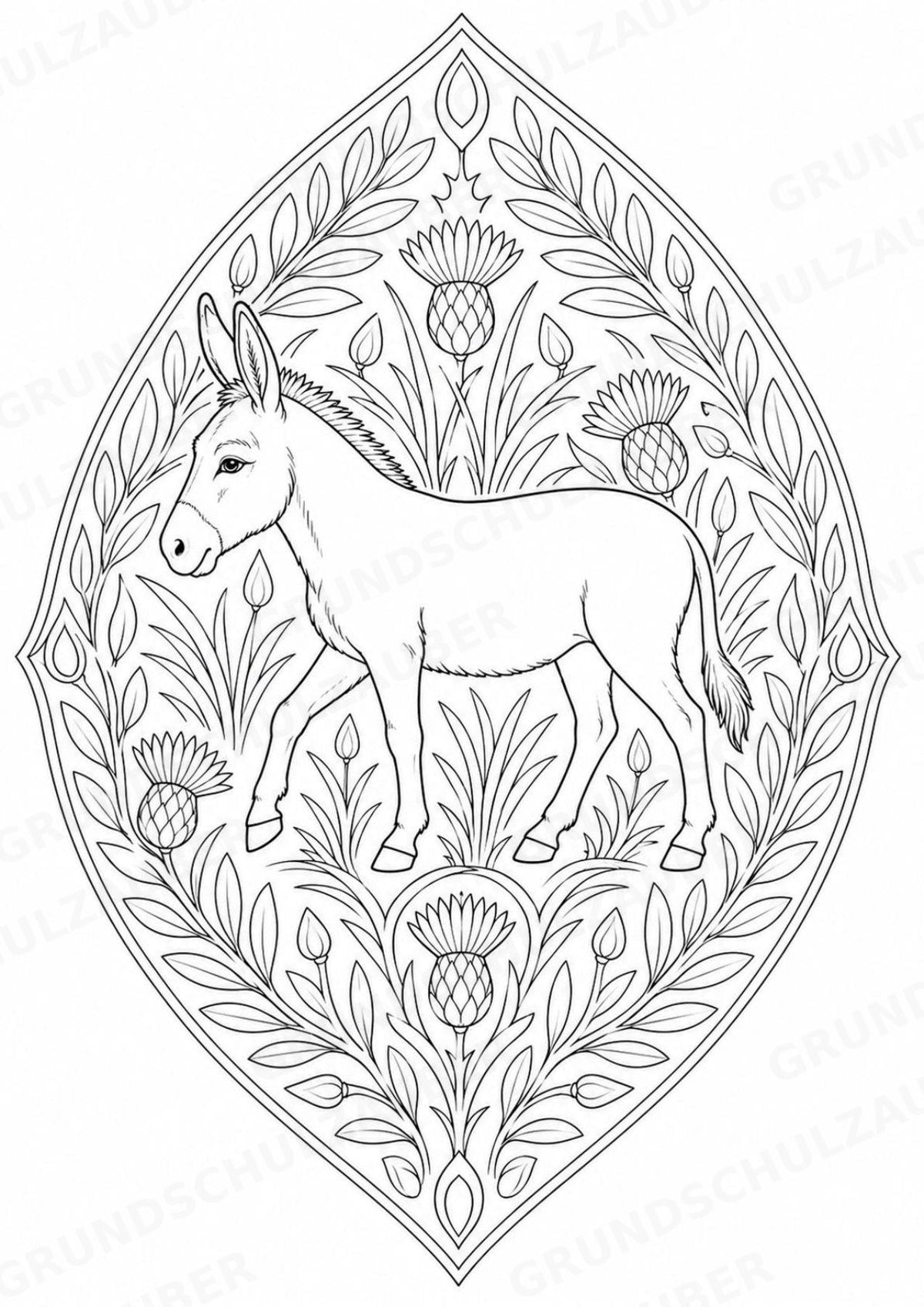 Esel Mandalas Ausmalbilder – Tiere – 15 Malvorlagen – Materialseite 4