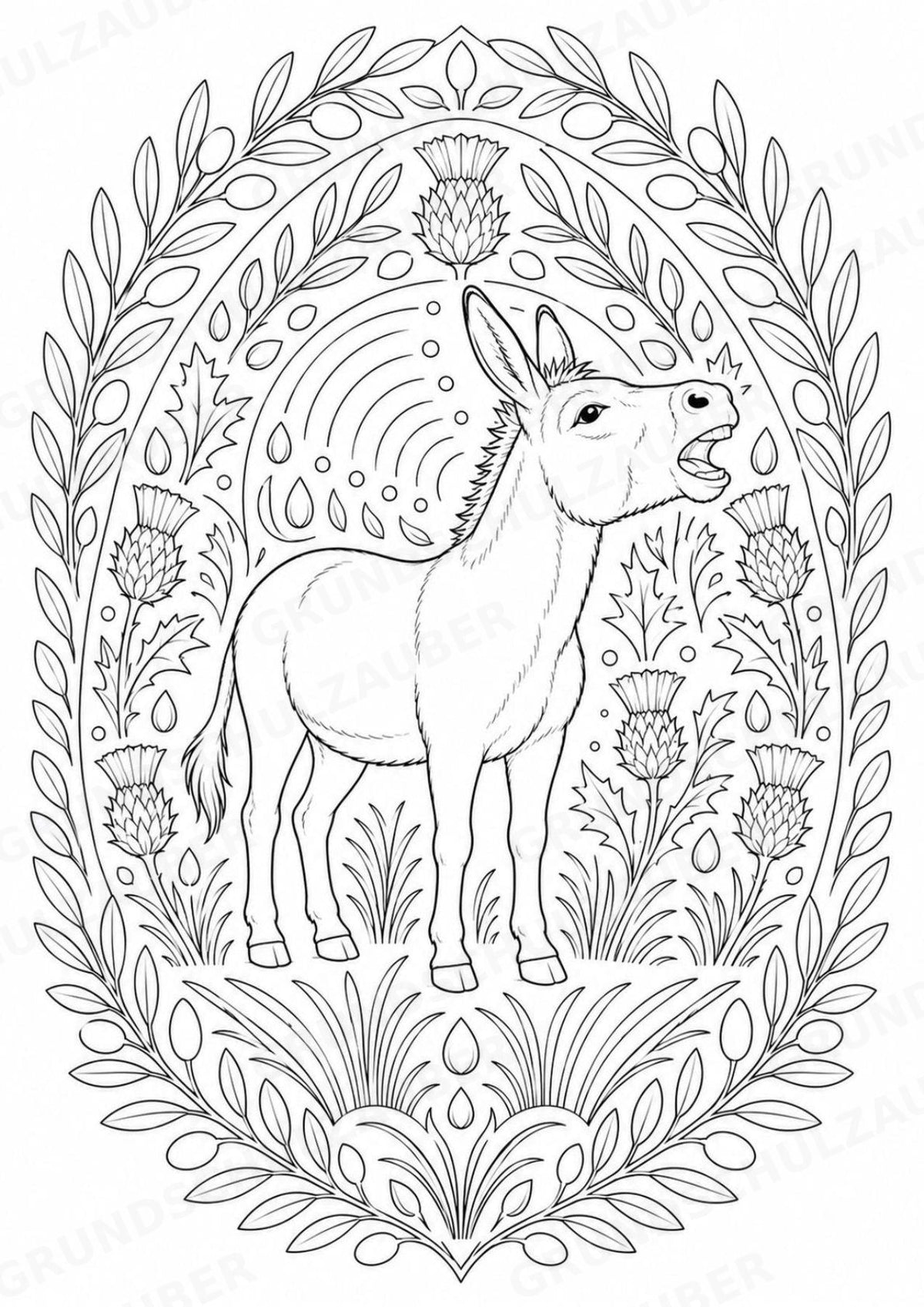 Esel Mandalas Ausmalbilder – Tiere – 15 Malvorlagen – Materialseite 6
