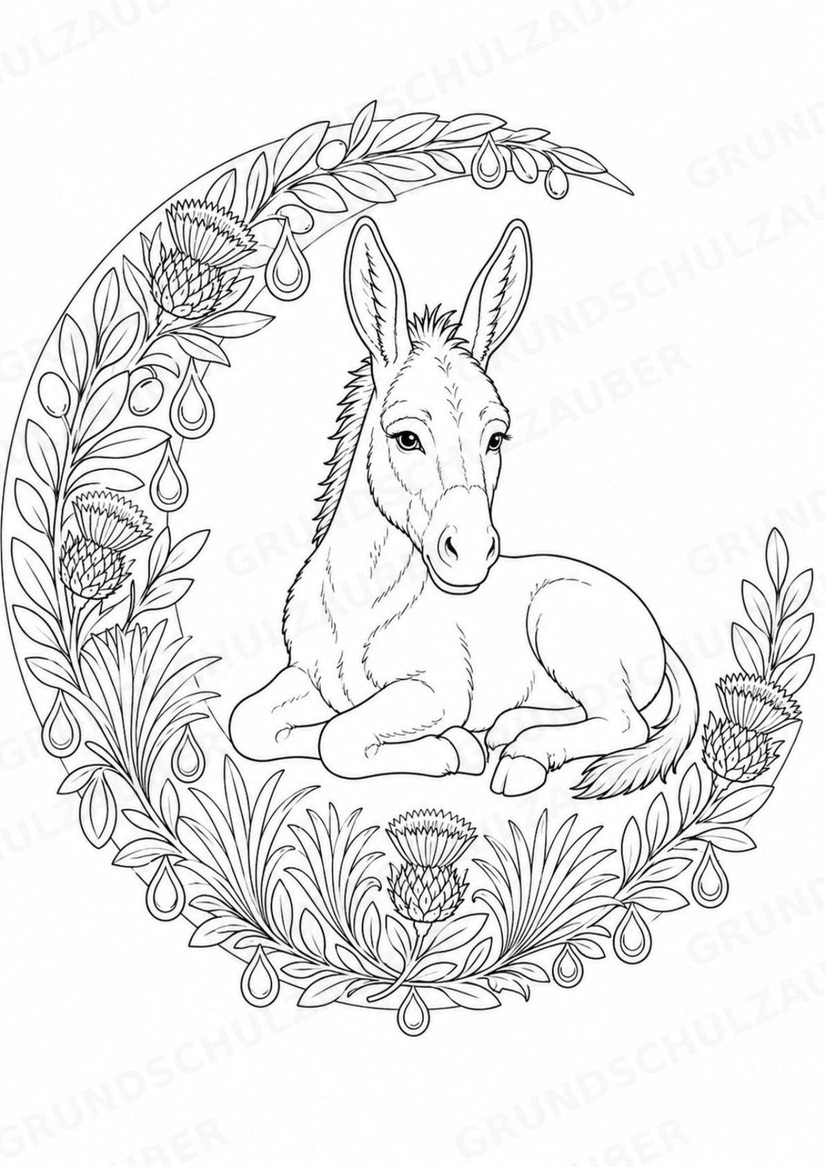 Esel Mandalas Ausmalbilder – Tiere – 15 Malvorlagen – Materialseite 10