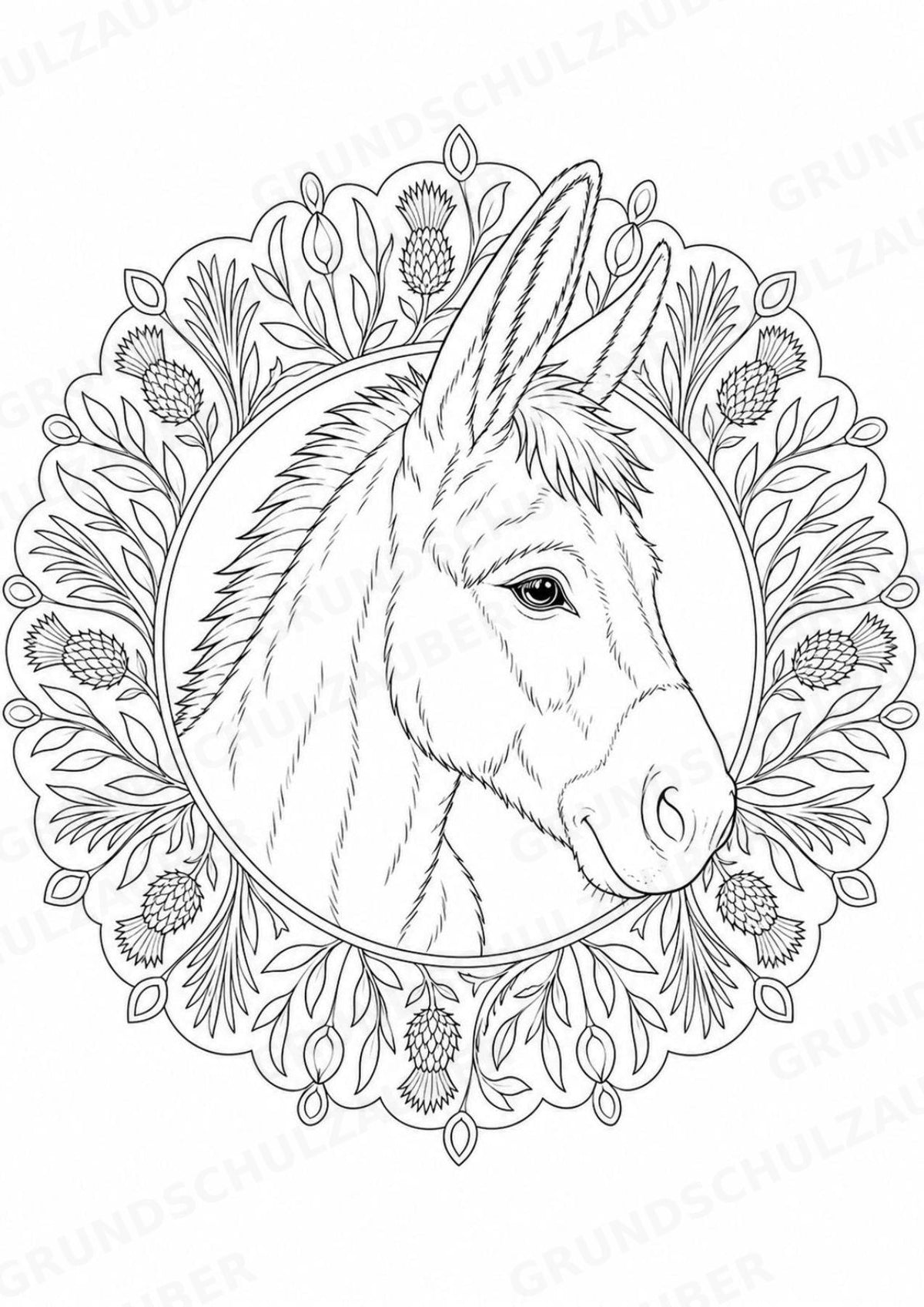 Esel Mandalas Ausmalbilder – Tiere – 15 Malvorlagen – Materialseite 12
