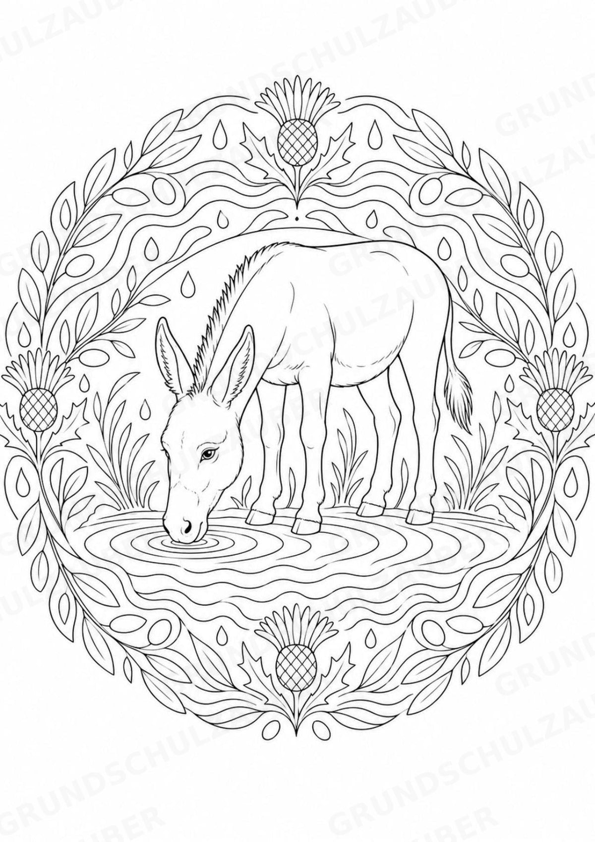 Esel Mandalas Ausmalbilder – Tiere – 15 Malvorlagen – Materialseite 14