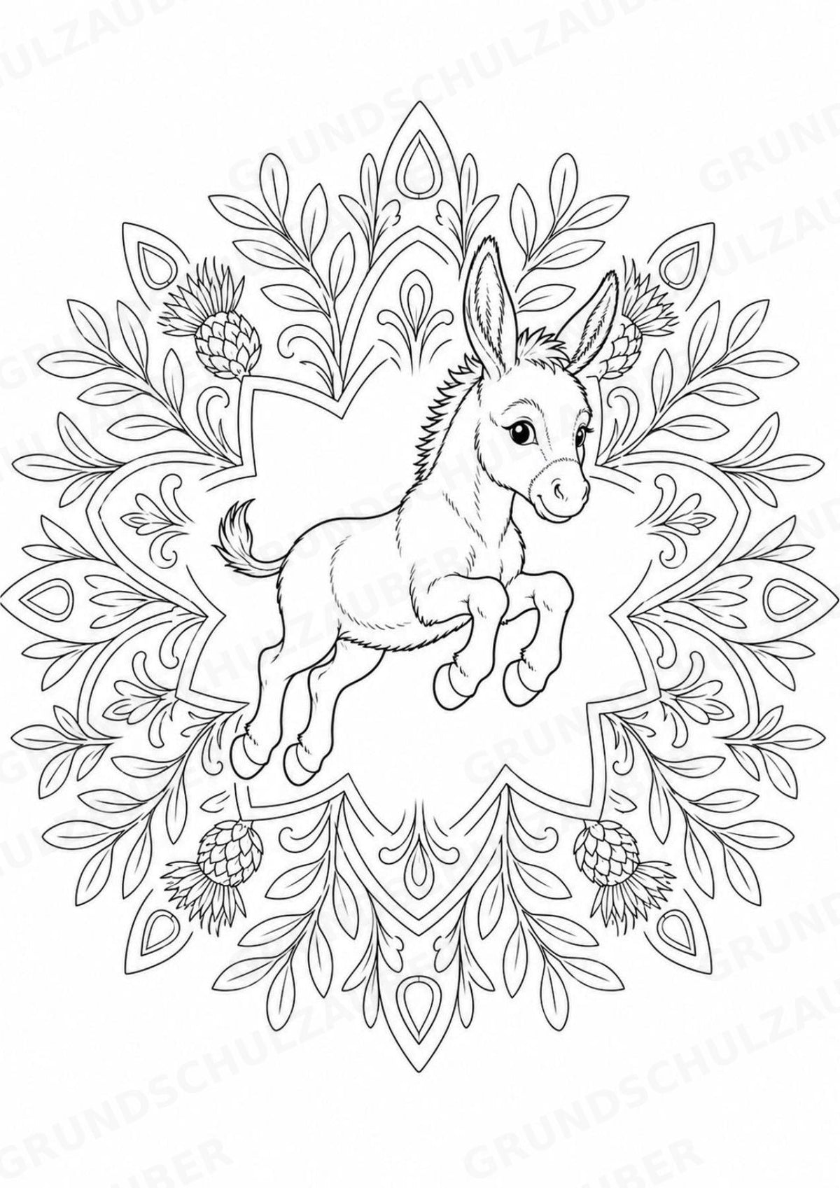 Esel Mandalas Ausmalbilder – Tiere – 15 Malvorlagen – Materialseite 15