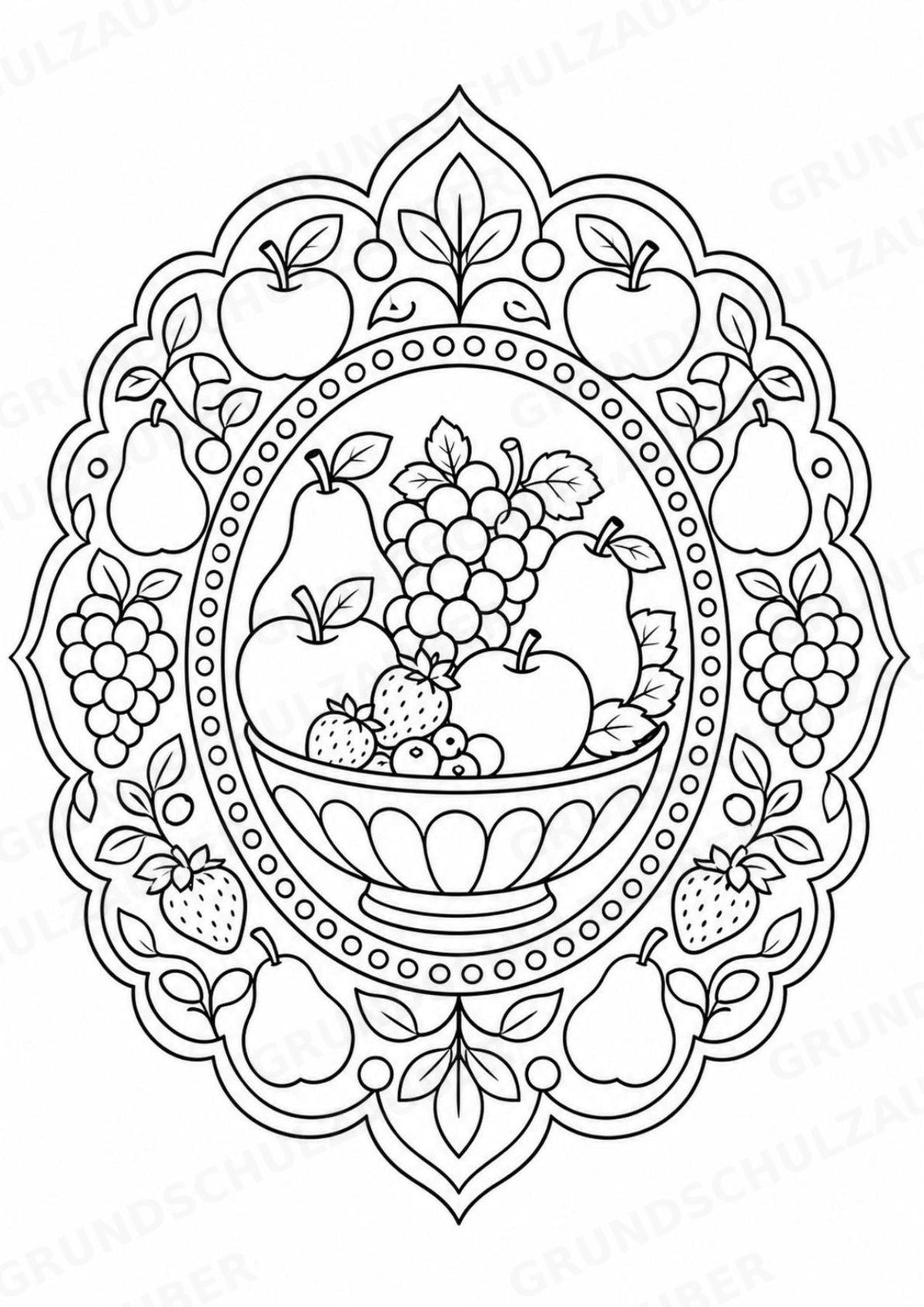 Essen & Trinken Mandalas Ausmalbilder – Essen und Ernährung – 15 Malvorlagen – Materialseite 2
