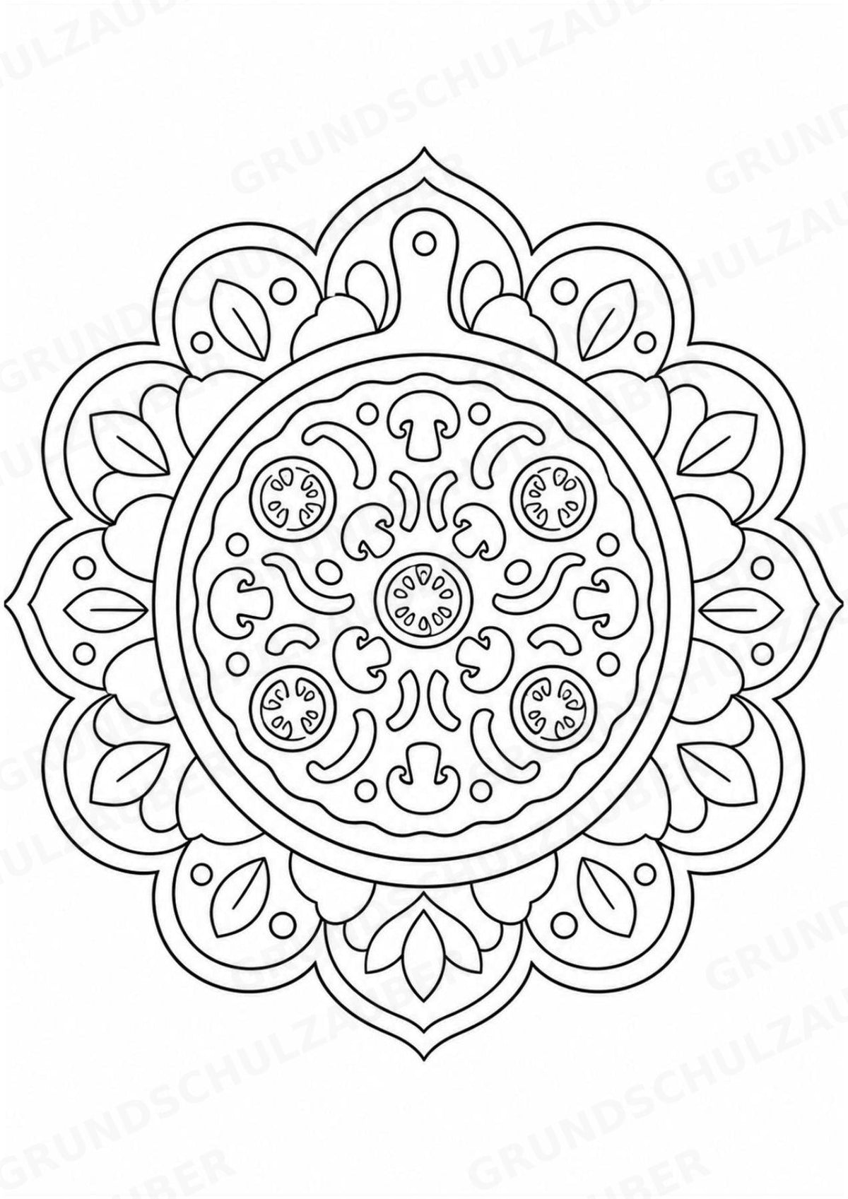 Essen & Trinken Mandalas Ausmalbilder – Essen und Ernährung – 15 Malvorlagen – Materialseite 6