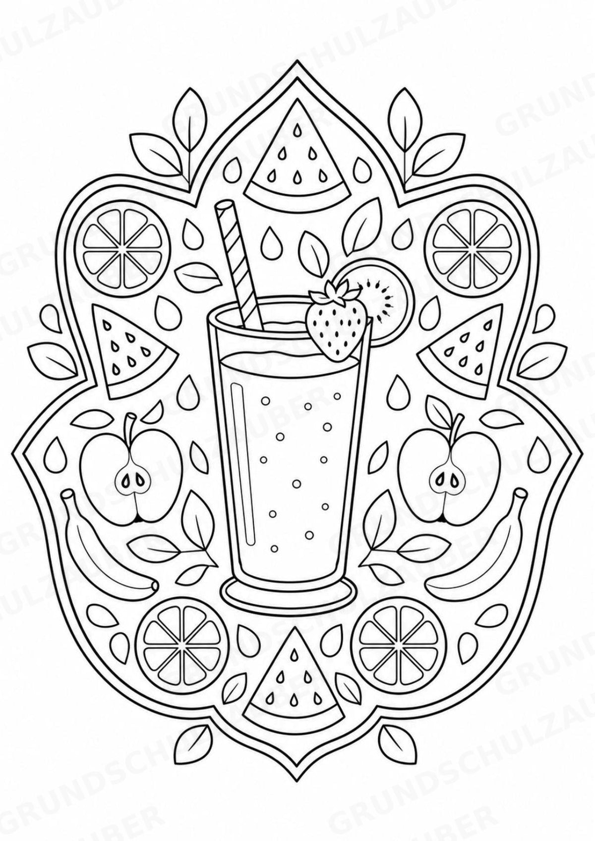 Essen & Trinken Mandalas Ausmalbilder – Essen und Ernährung – 15 Malvorlagen – Materialseite 7