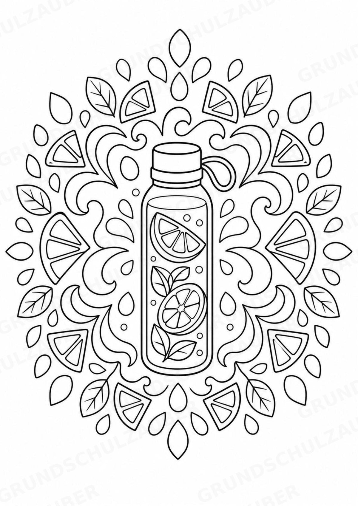 Essen & Trinken Mandalas Ausmalbilder – Essen und Ernährung – 15 Malvorlagen – Materialseite 14