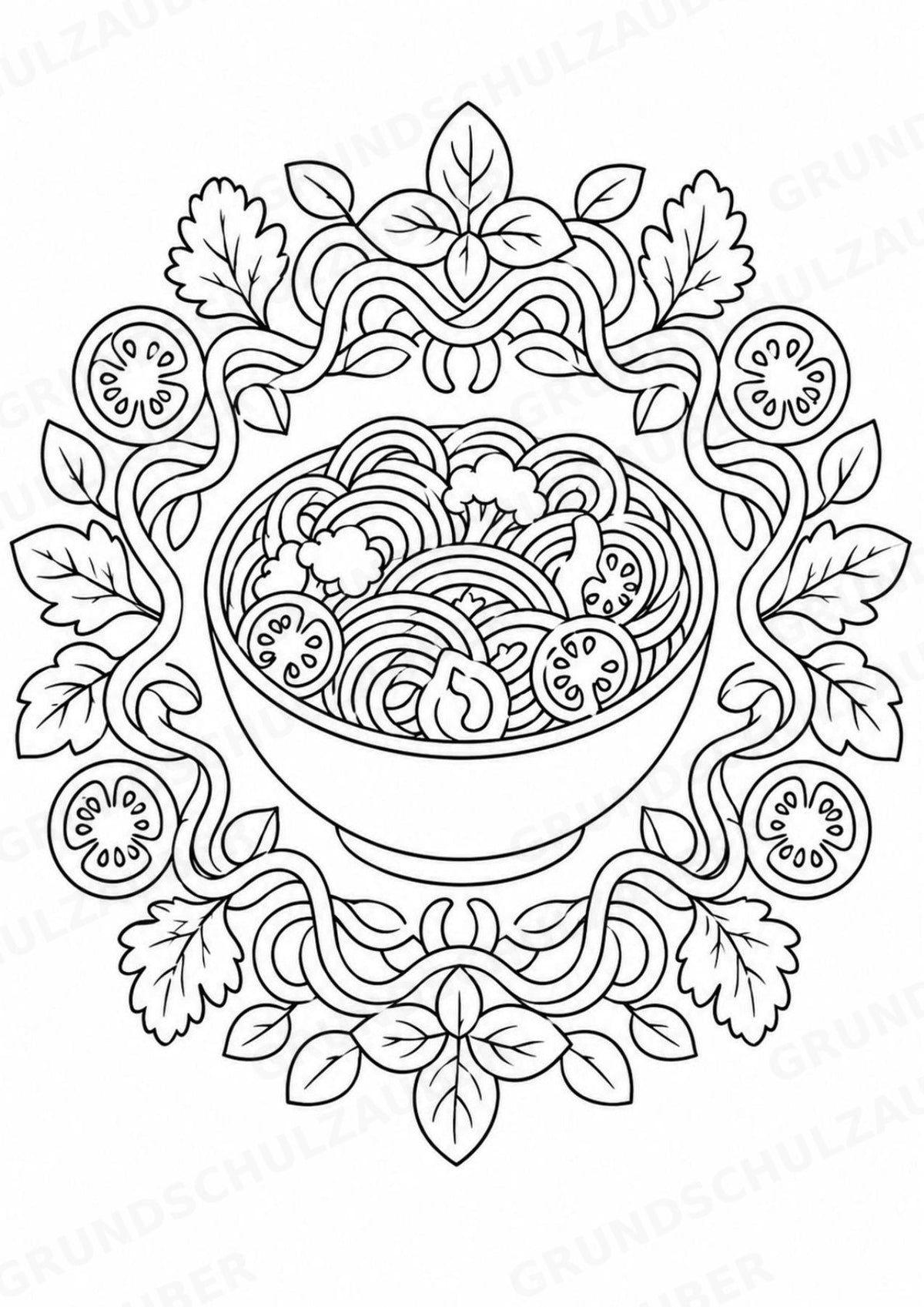 Essen & Trinken Mandalas Ausmalbilder – Essen und Ernährung – 15 Malvorlagen – Materialseite 15