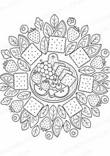 Essen & Trinken Mandalas Ausmalbilder – Essen und Ernährung – 15 Malvorlagen – Materialseite 16