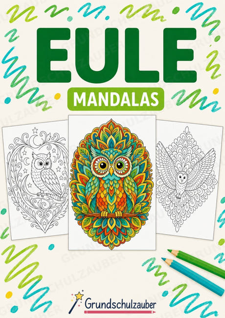 Eule Mandalas Ausmalbilder – Tiere – 15 Malvorlagen – Cover