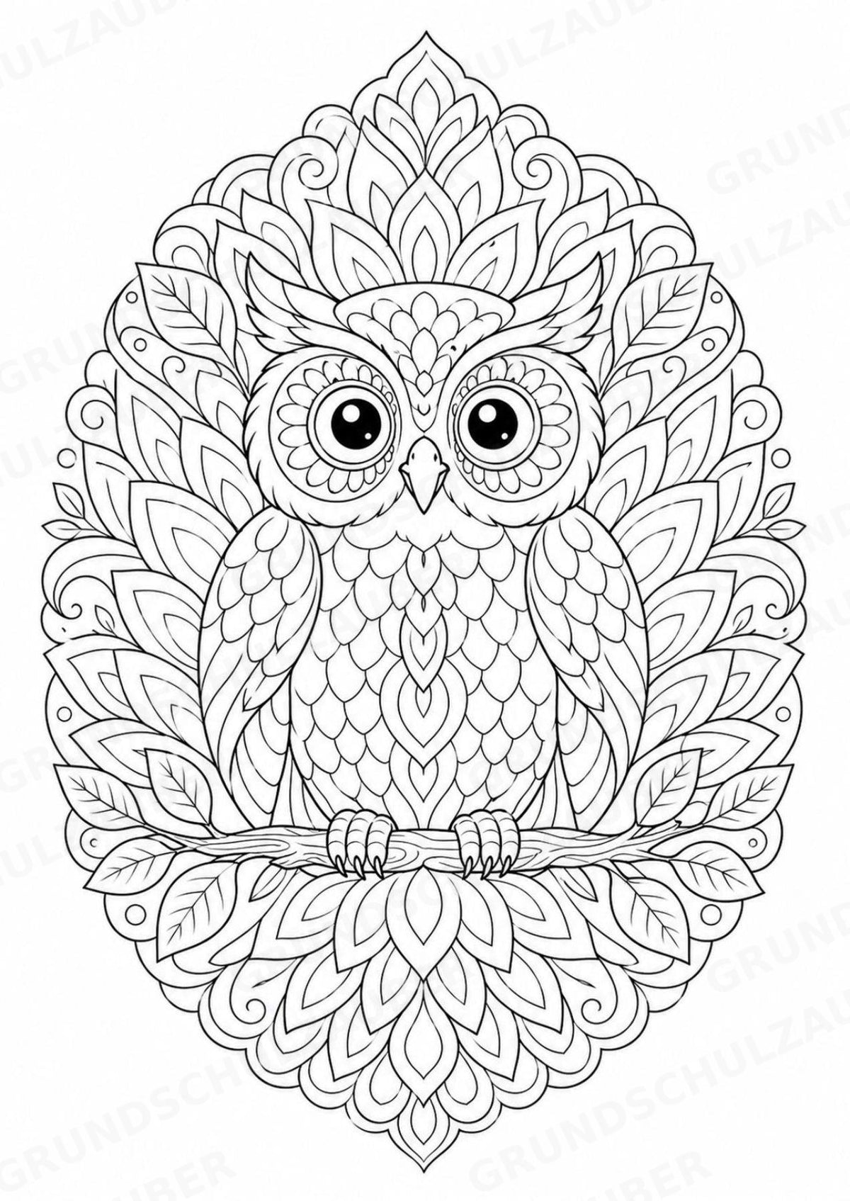 Eule Mandalas Ausmalbilder – Tiere – 15 Malvorlagen – Materialseite 2