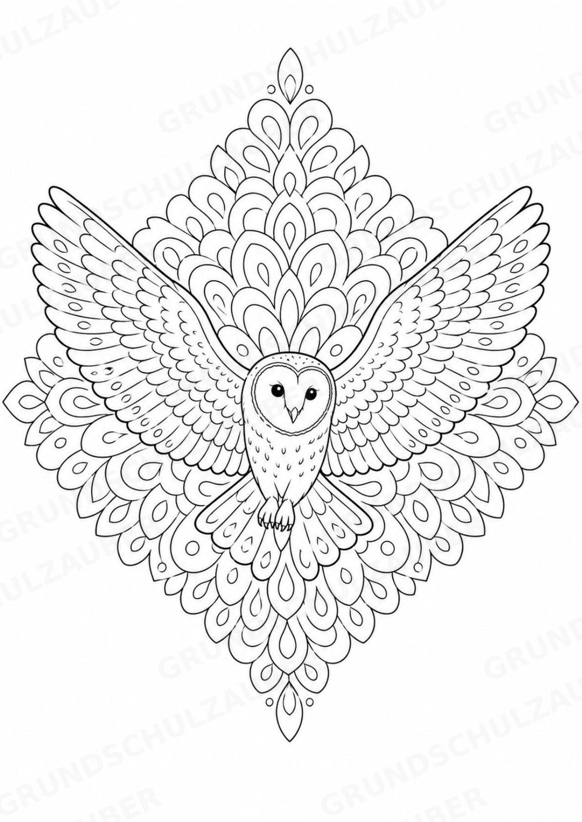 Eule Mandalas Ausmalbilder – Tiere – 15 Malvorlagen – Materialseite 4