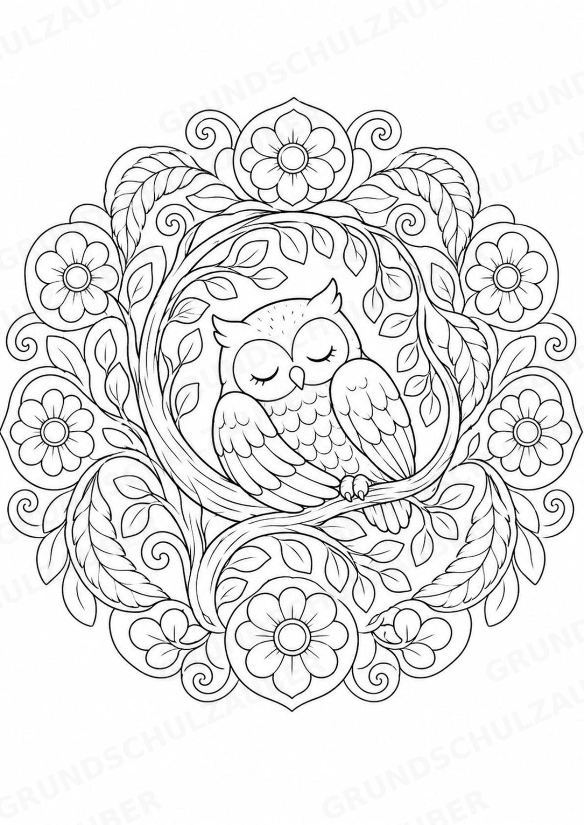 Eule Mandalas Ausmalbilder – Tiere – 15 Malvorlagen – Materialseite 5