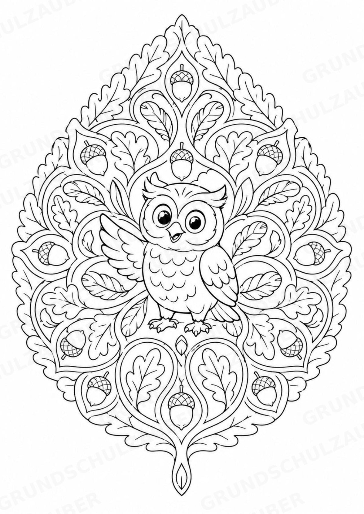 Eule Mandalas Ausmalbilder – Tiere – 15 Malvorlagen – Materialseite 6