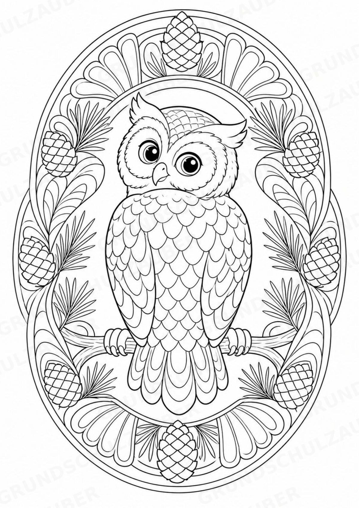 Eule Mandalas Ausmalbilder – Tiere – 15 Malvorlagen – Materialseite 8