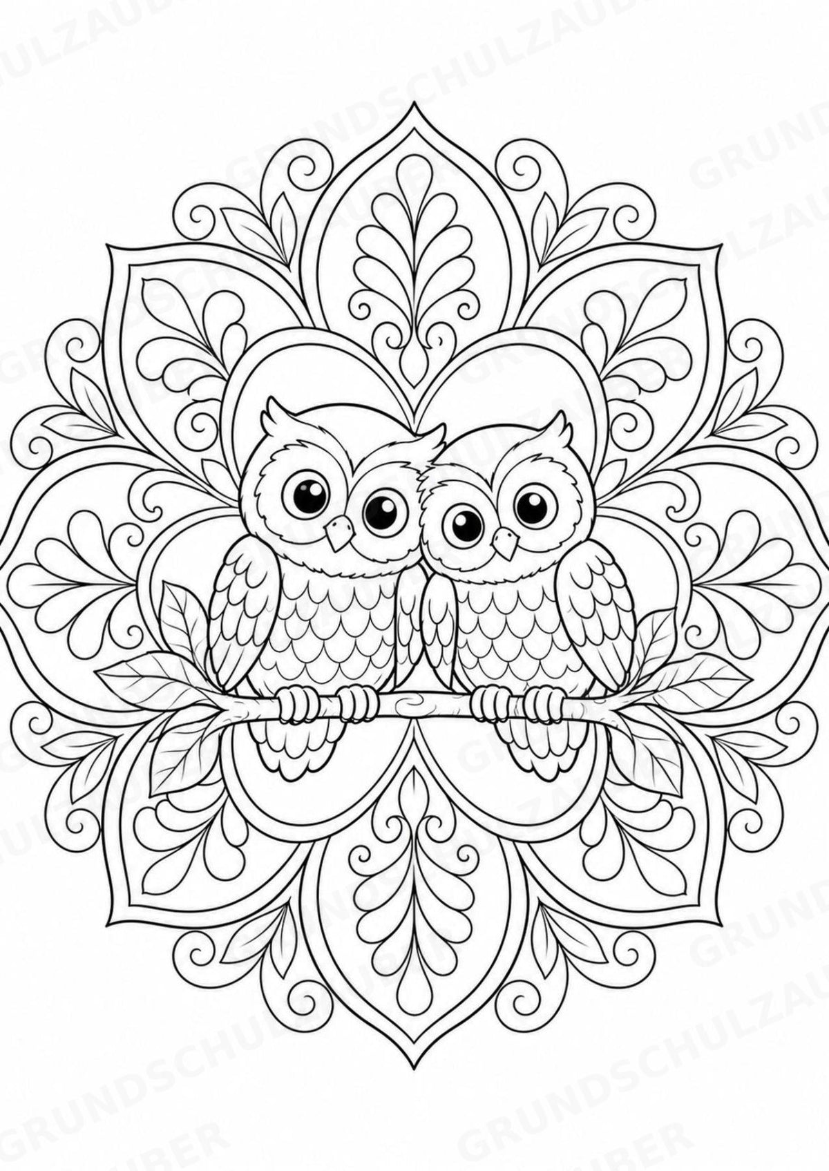 Eule Mandalas Ausmalbilder – Tiere – 15 Malvorlagen – Materialseite 9