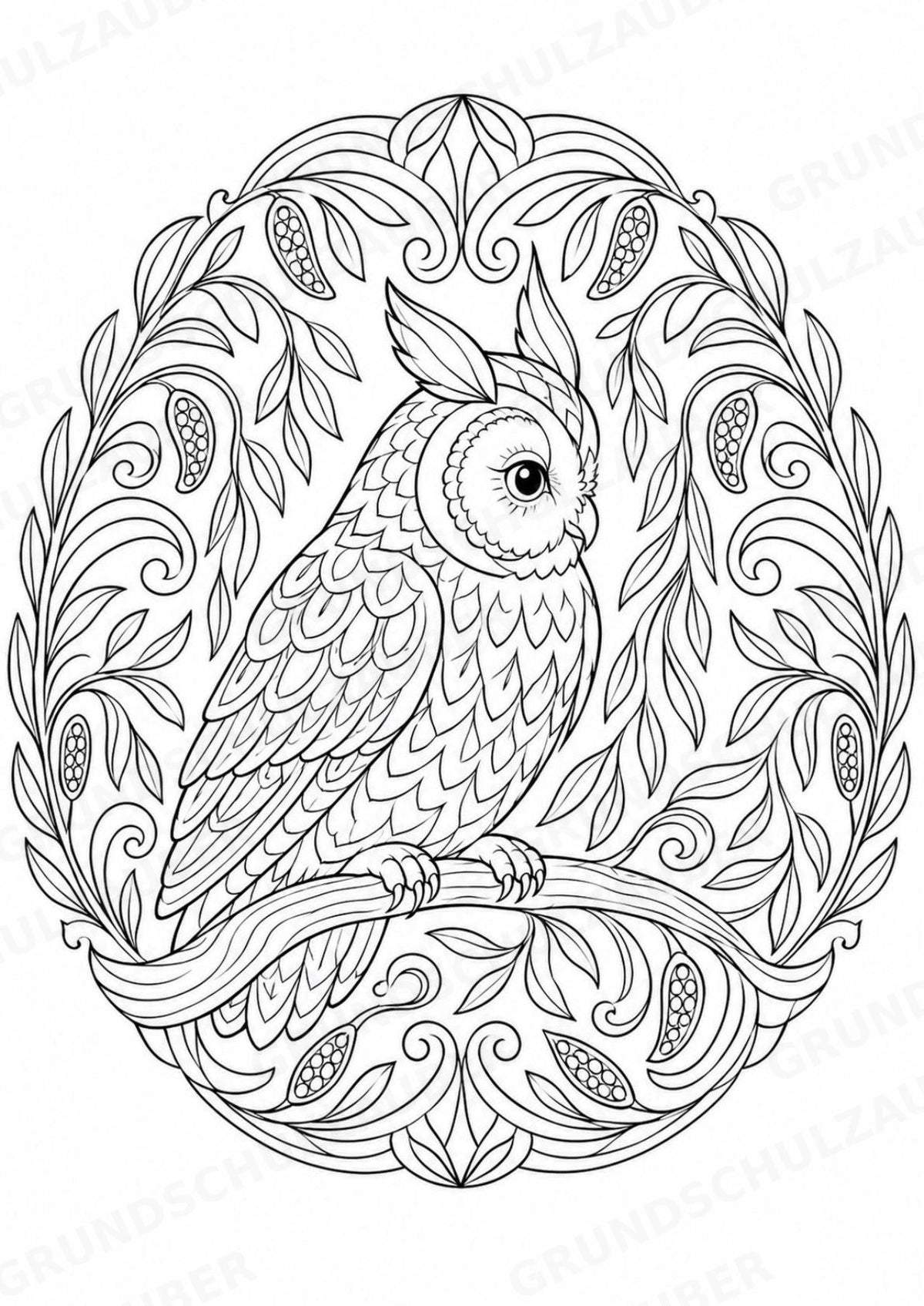 Eule Mandalas Ausmalbilder – Tiere – 15 Malvorlagen – Materialseite 11
