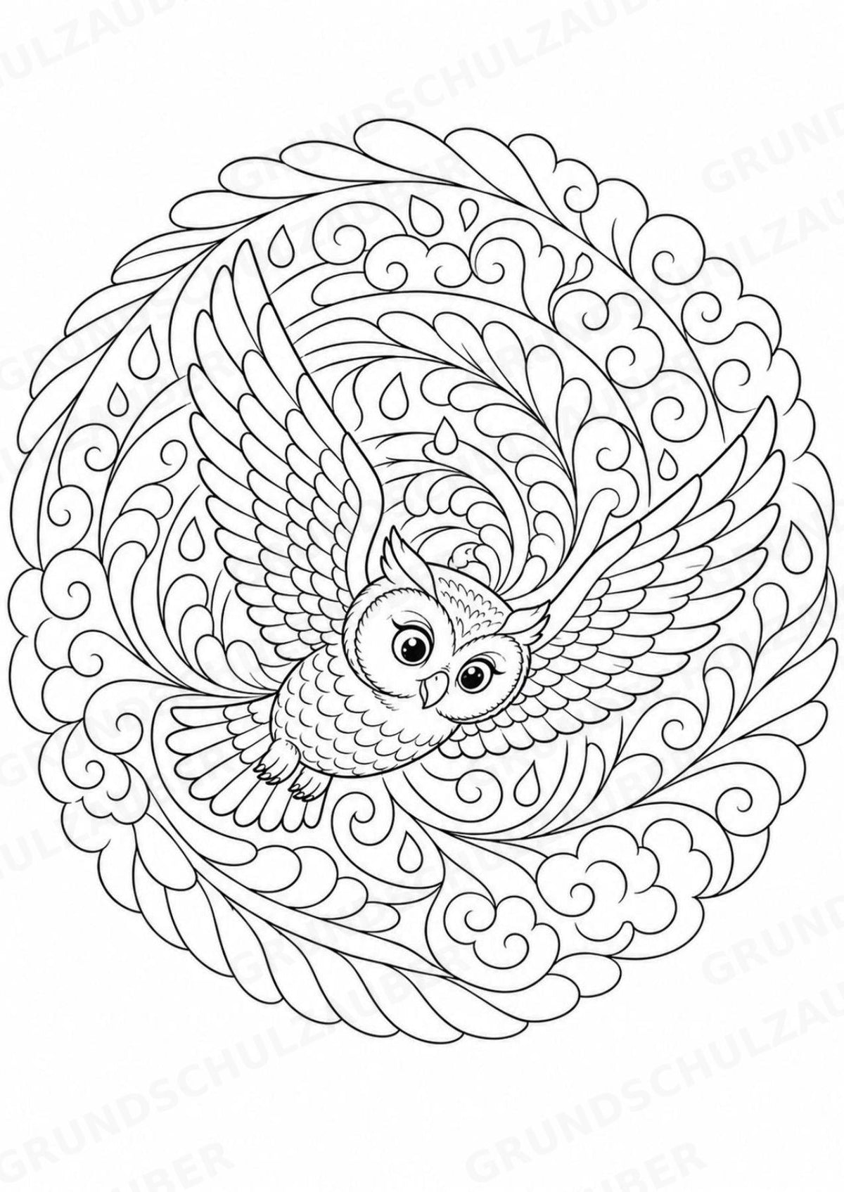 Eule Mandalas Ausmalbilder – Tiere – 15 Malvorlagen – Materialseite 14